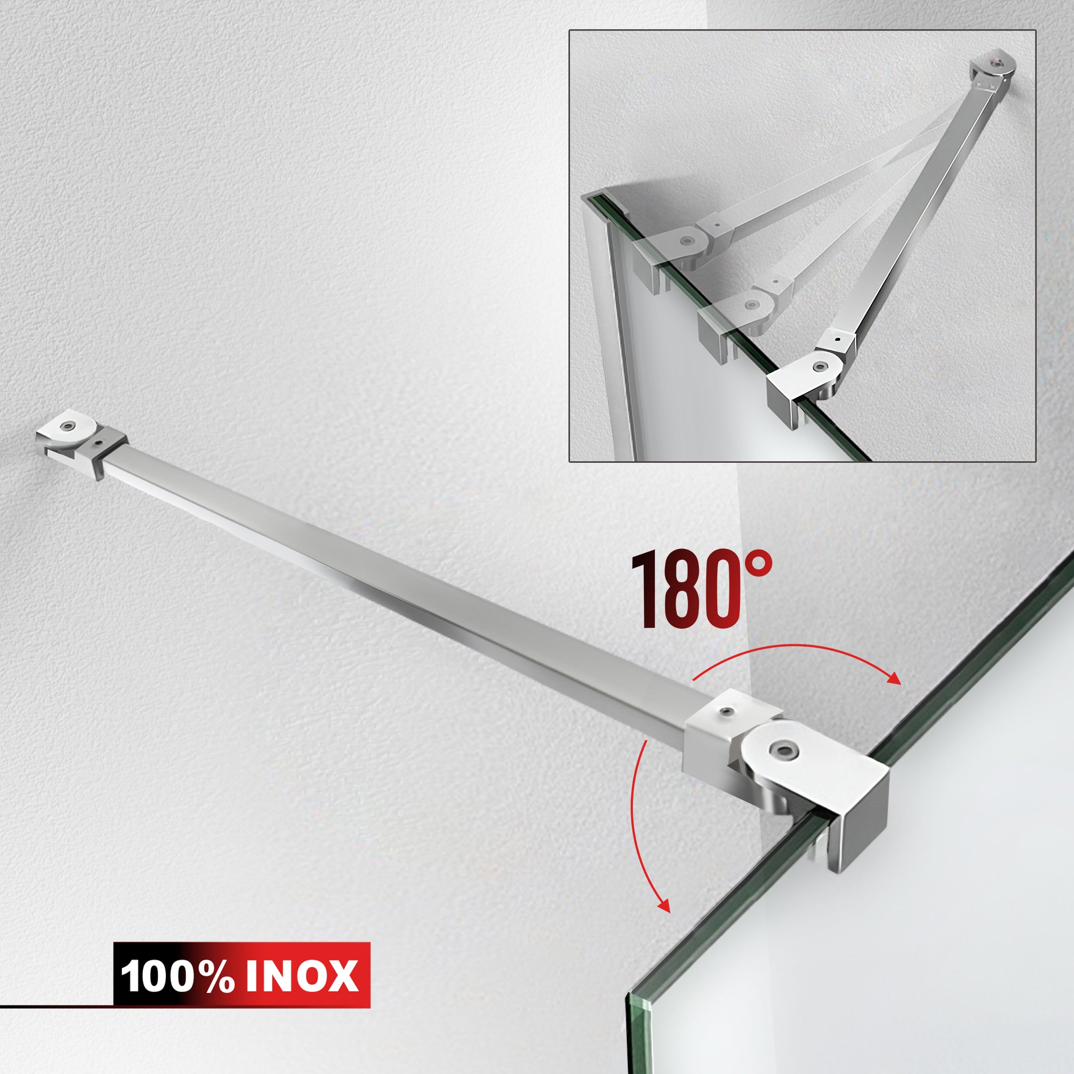 Paravan dus Walk-in, Perete dus Inox, #Mata