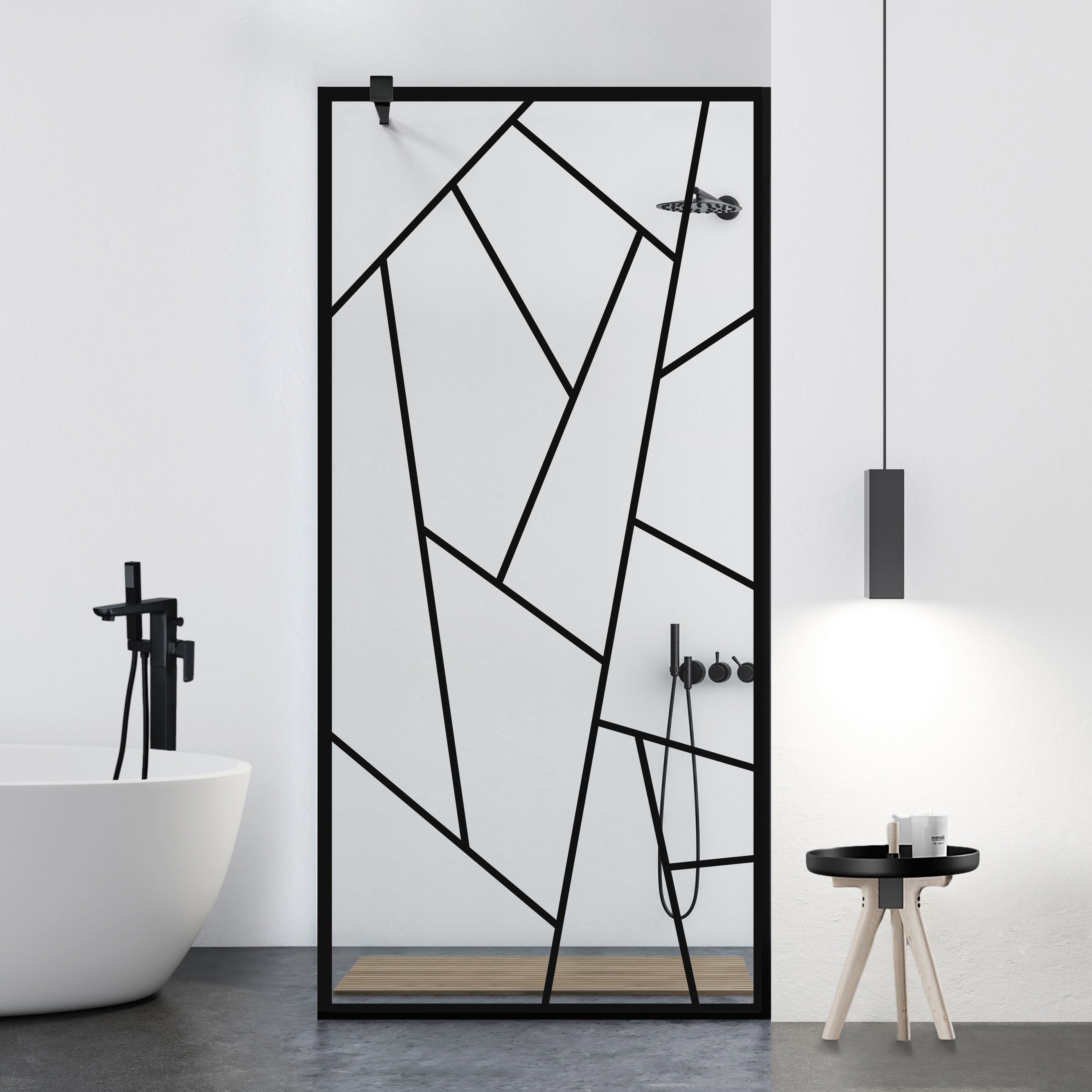 Shower Screens Walk-in, Black Shower Wall, #Clear #Víztiszta