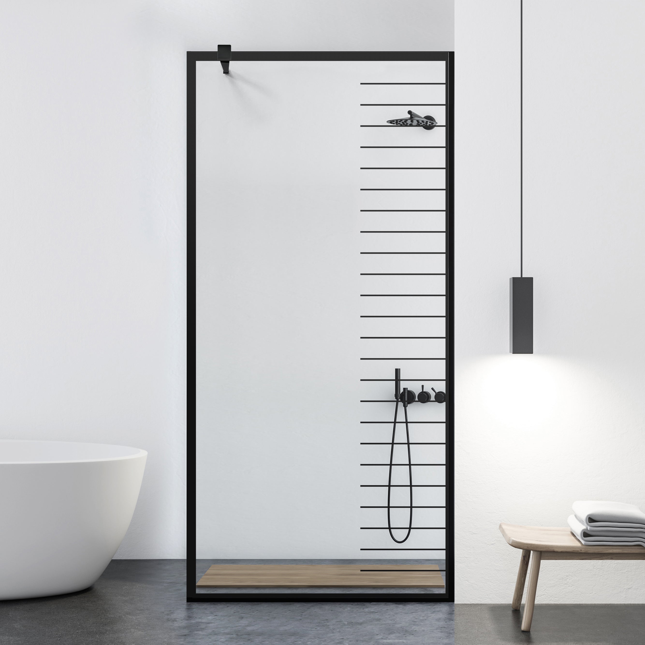 Shower Screens Walk-in, Black Shower Wall, #Clear #Crystal Clear