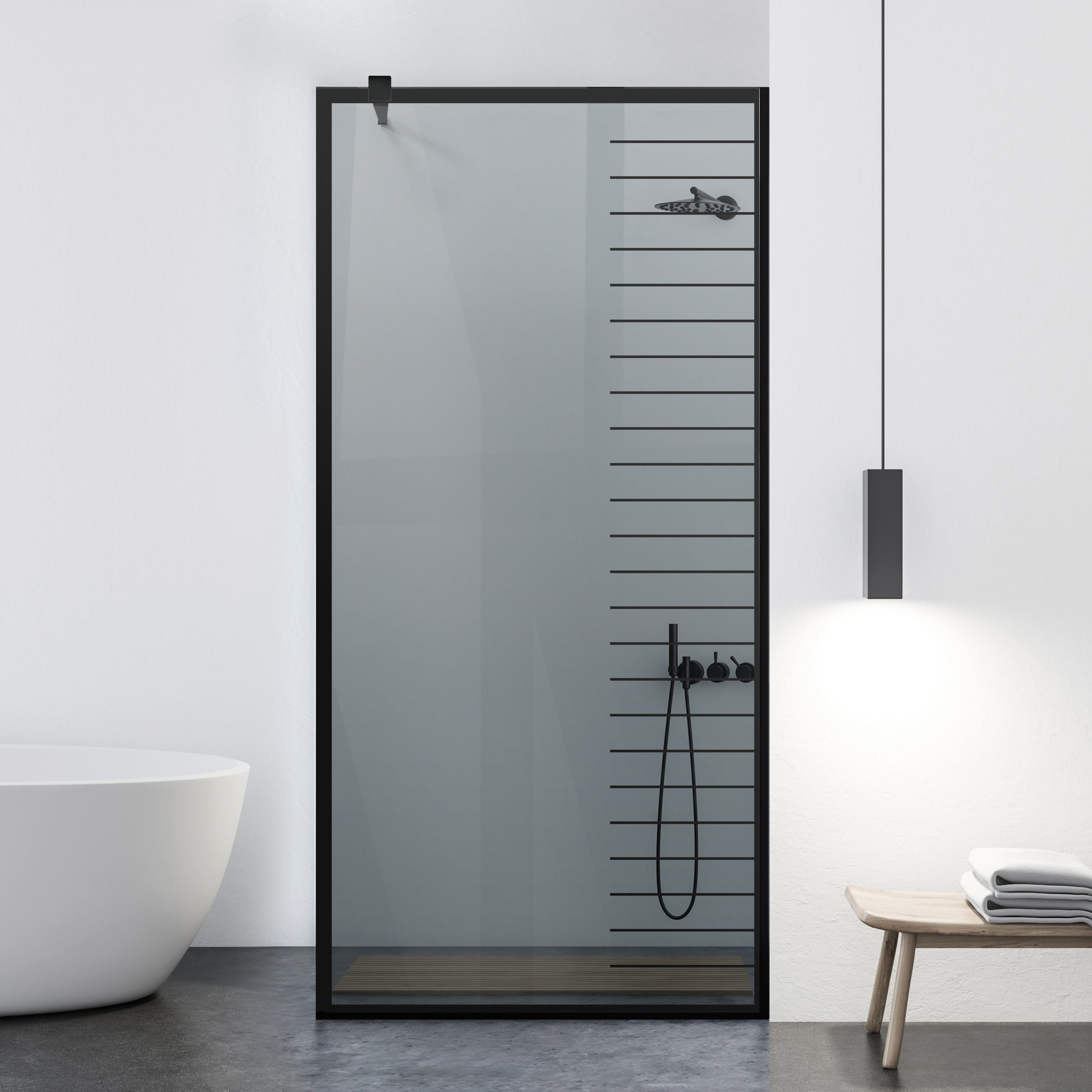 Shower Screens Walk-in, Black shower wall, #Grey #Grey