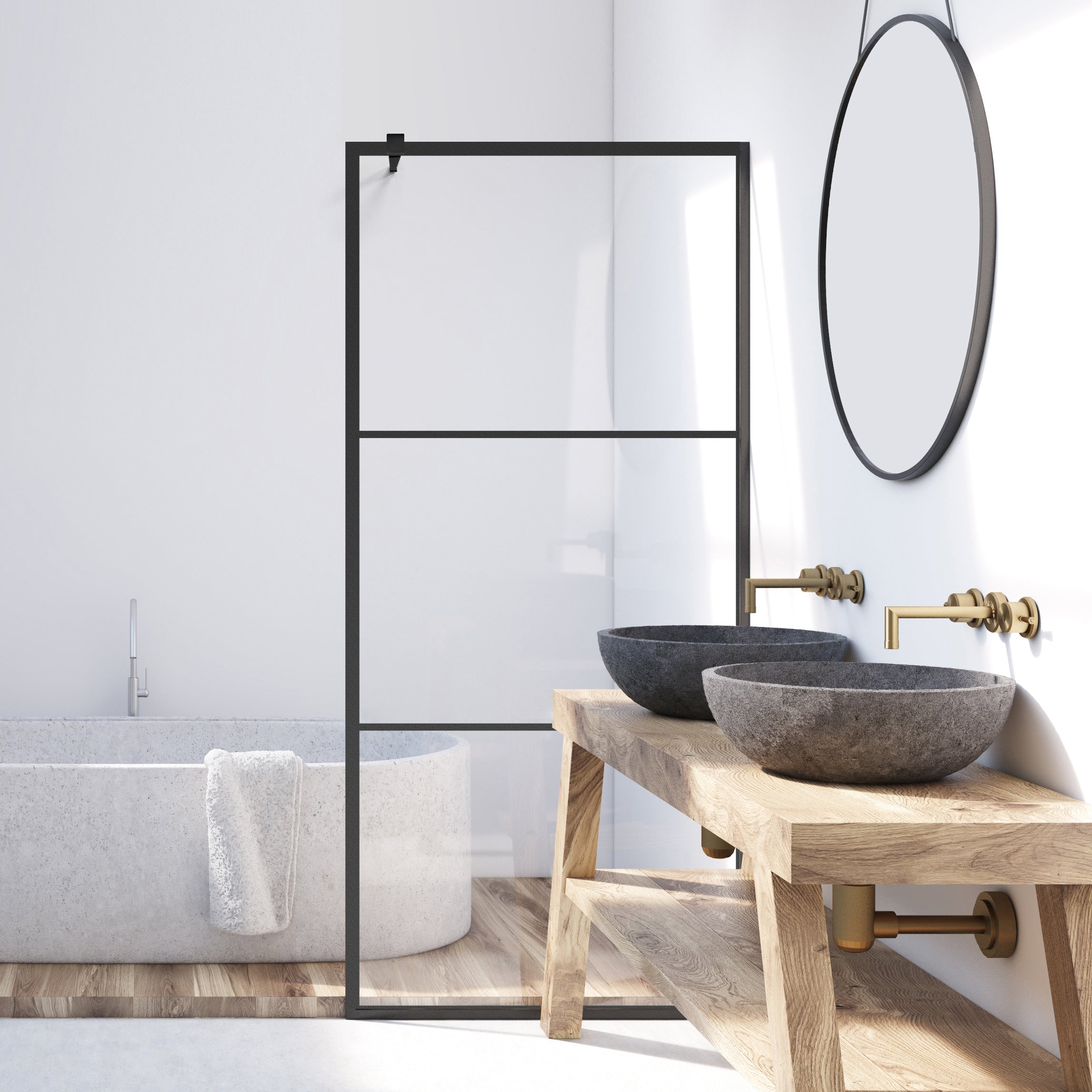 Shower Screens Walk-in, Black Shower Wall, #Clear #Crystal Clear