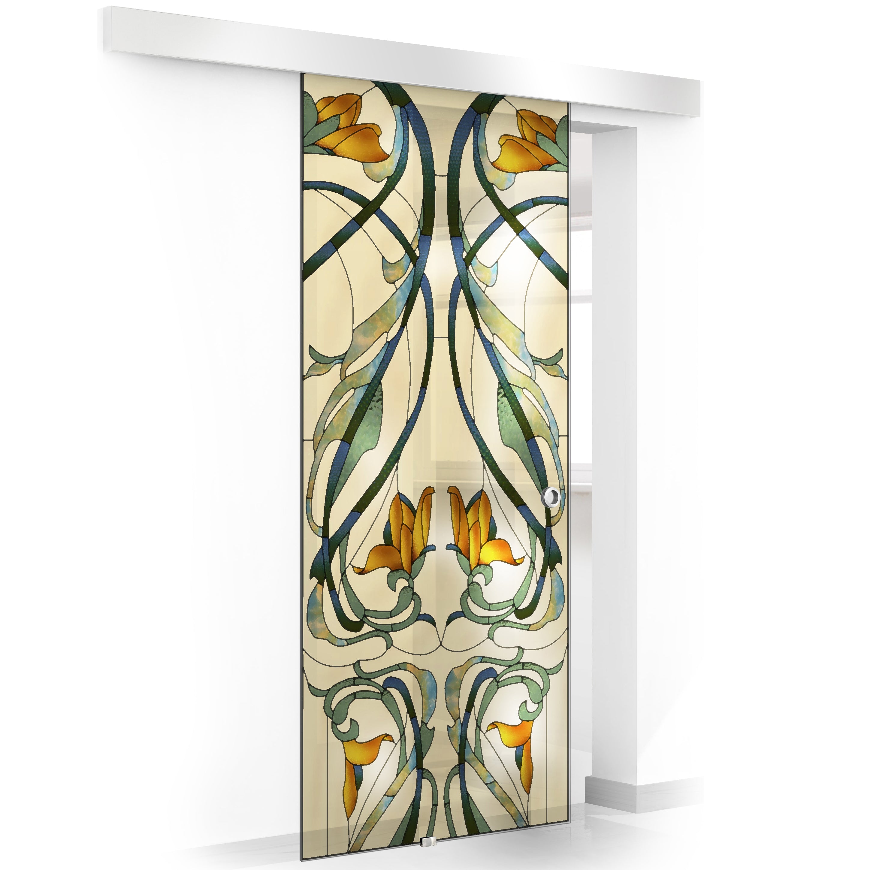Stained glass door, Sliding glass door #Clear