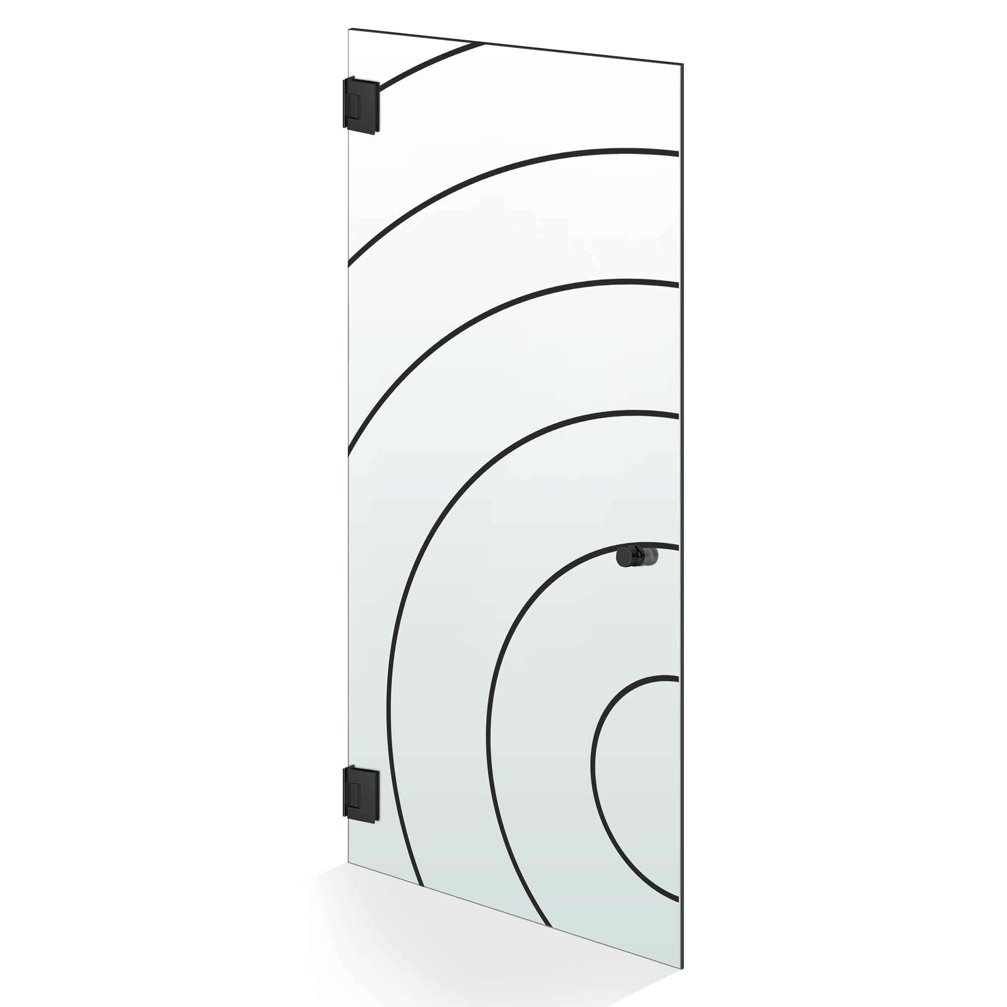 Hinged glass door black, #Satiné