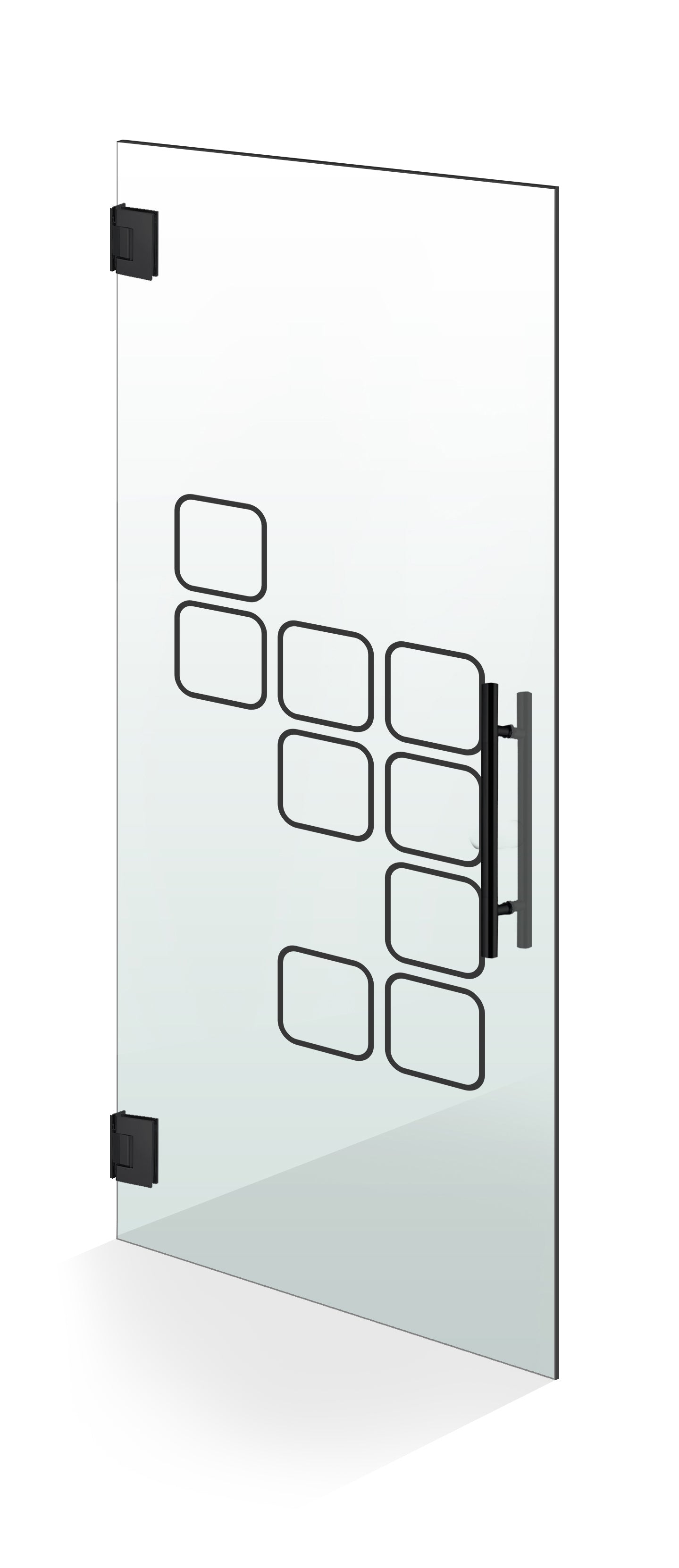 Hinged glass door black, #Clear
