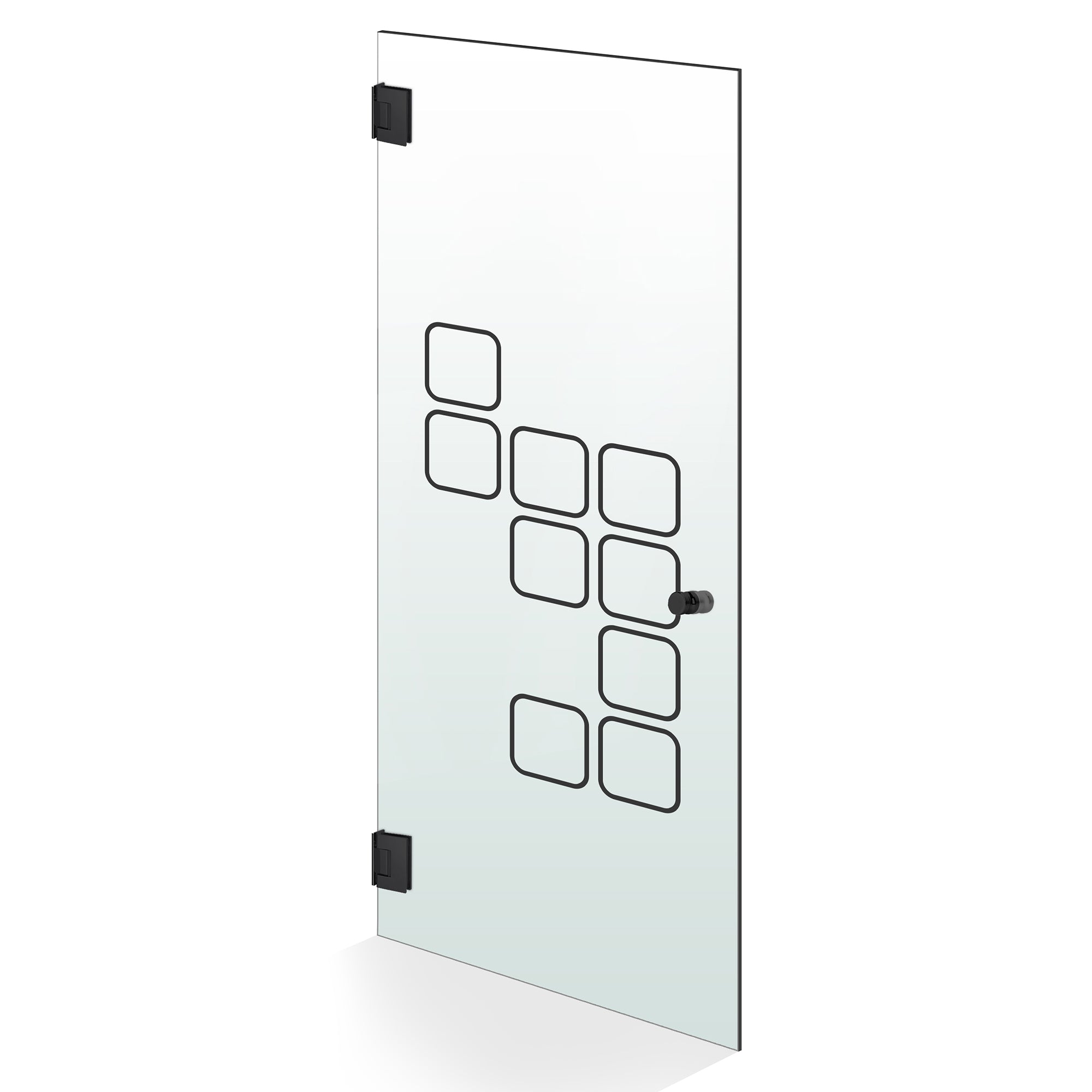 Hinged glass door black, #Satiné