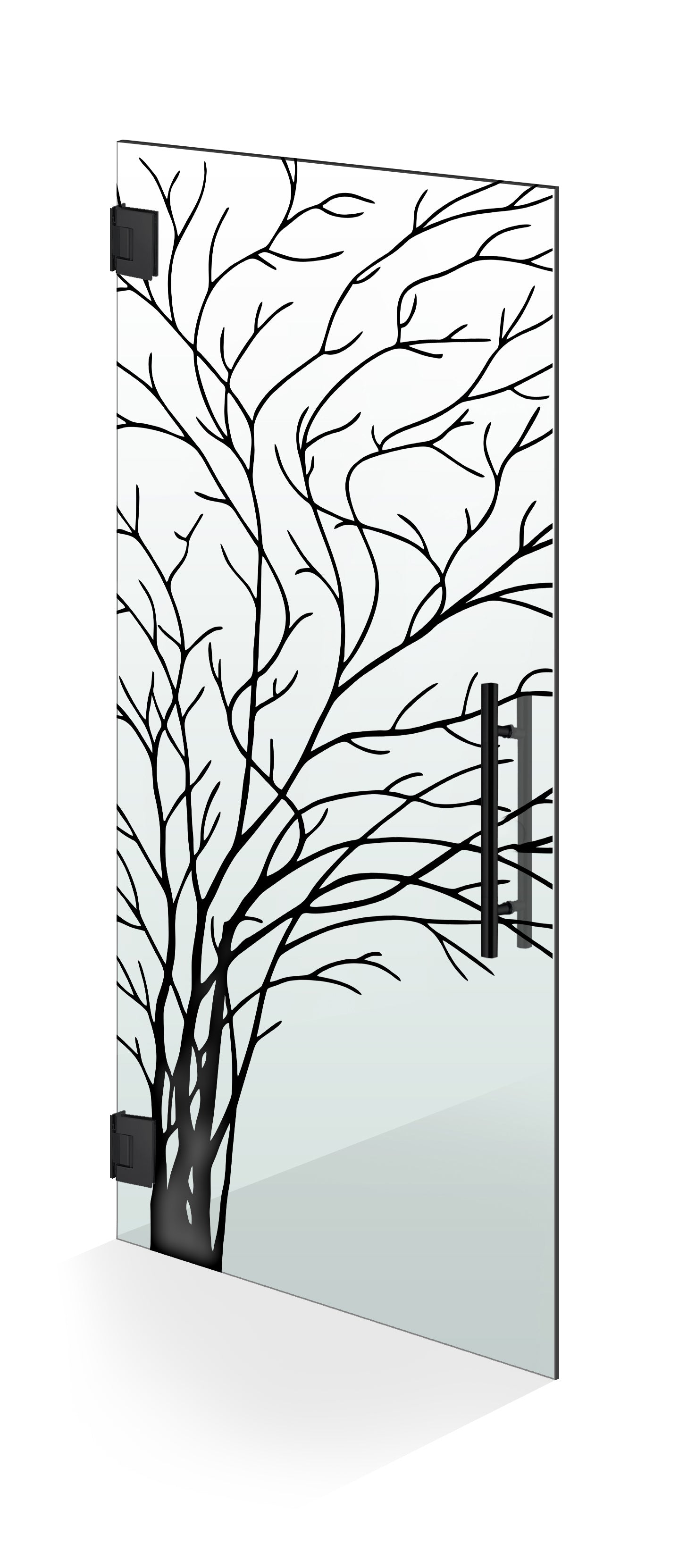 Hinged glass door black, #Clear