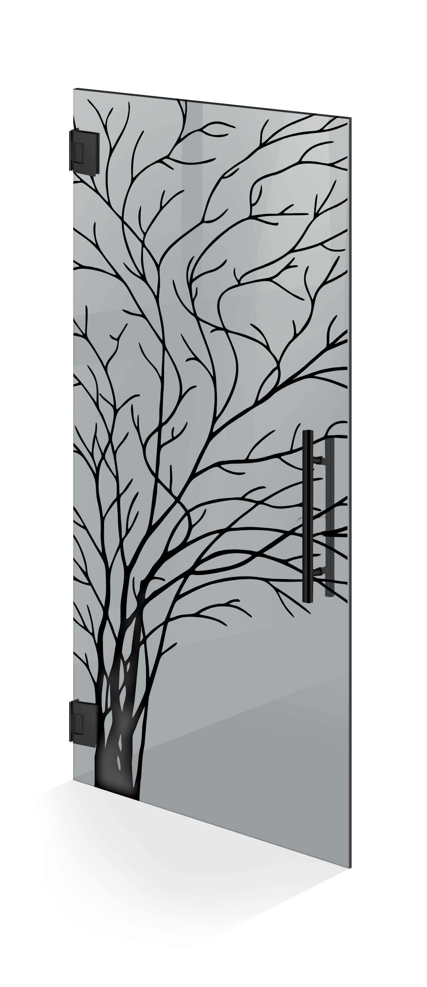 Hinged glass door black, #Grey