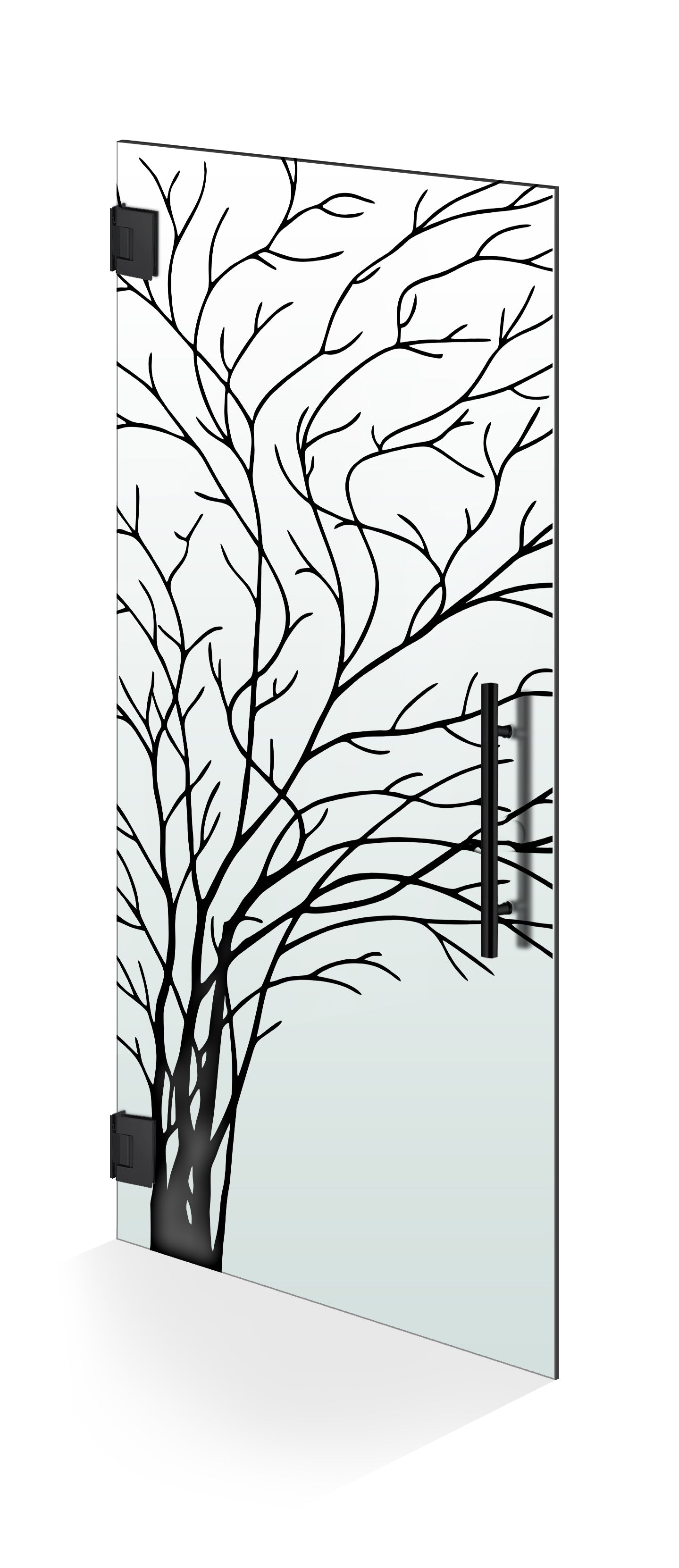 Hinged glass door black, #Satiné