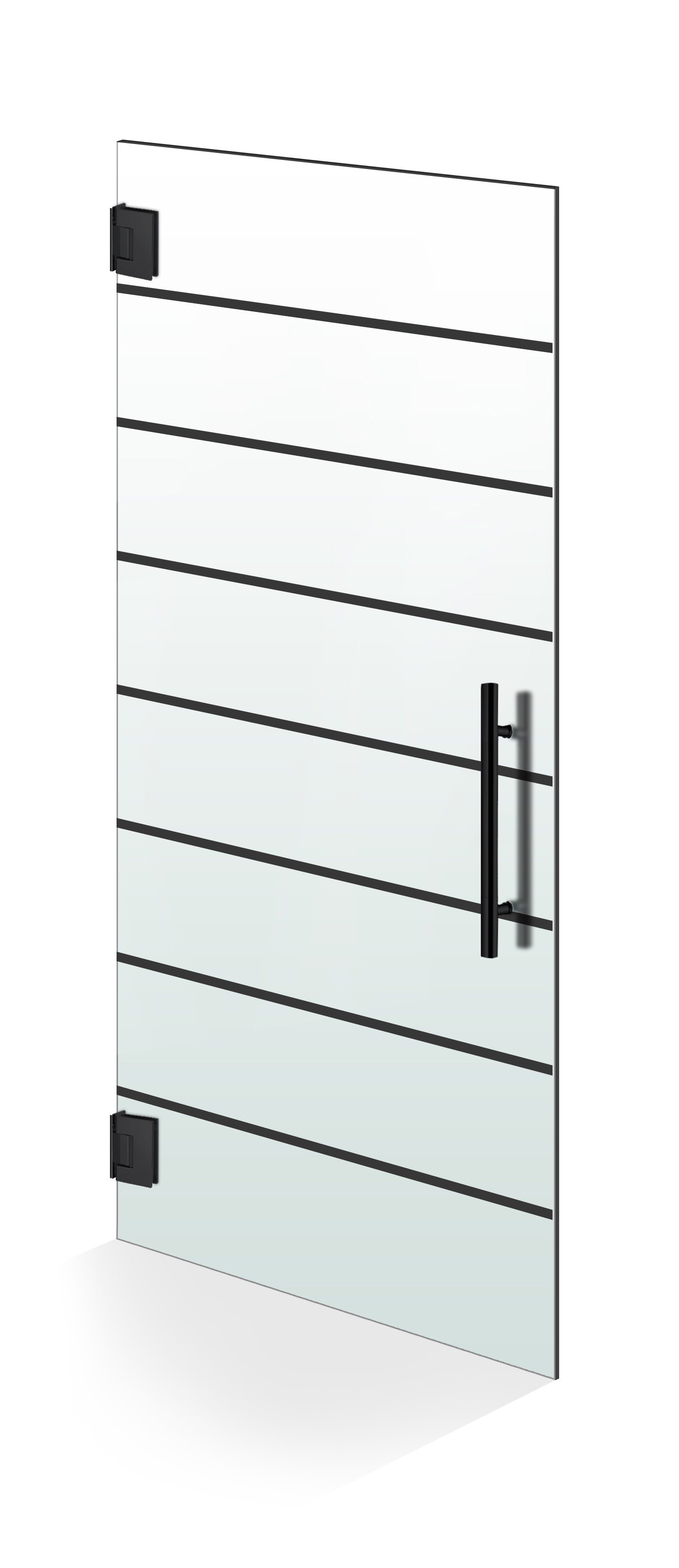 Hinged glass door black, #Satiné