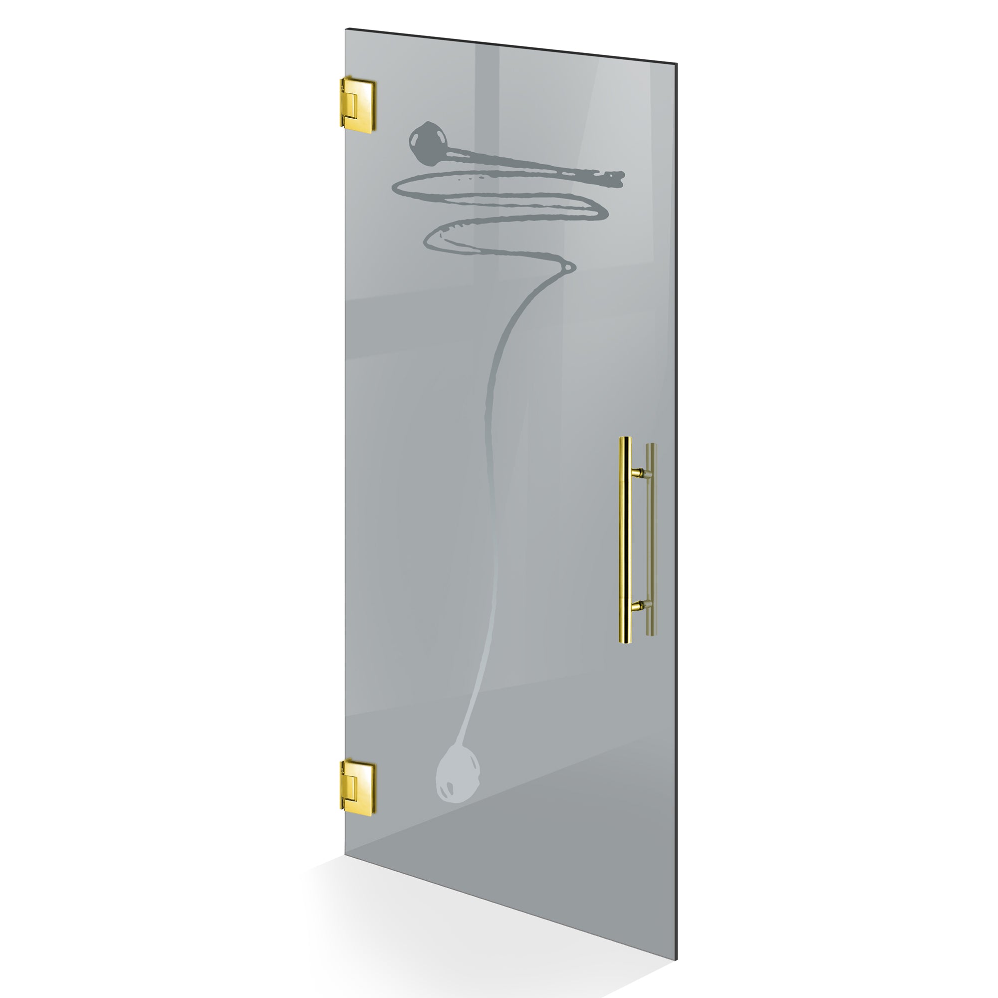 Hinged glass door gold, #Grey
