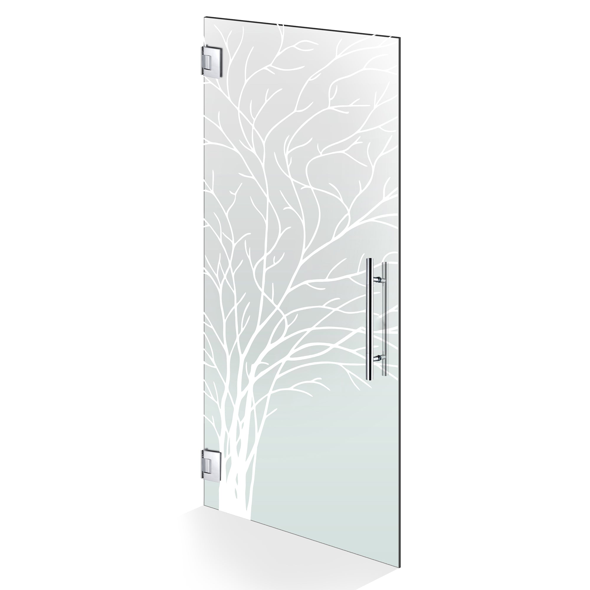 Hinged glass door stainless steel, #Satiné