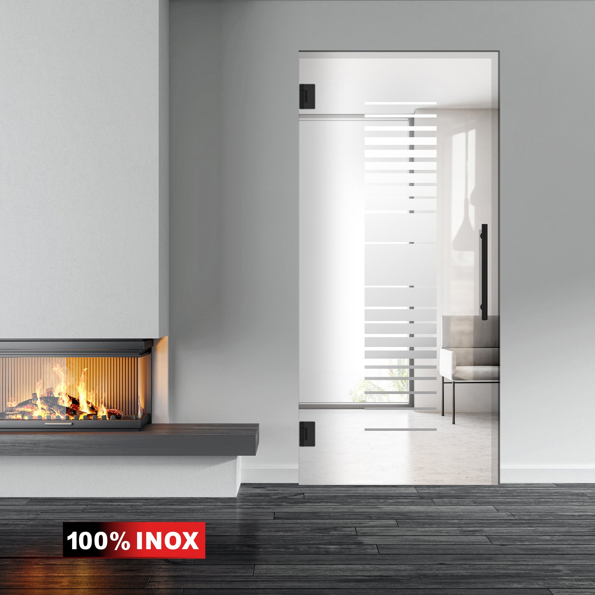 Hinged glass door black, #Clear