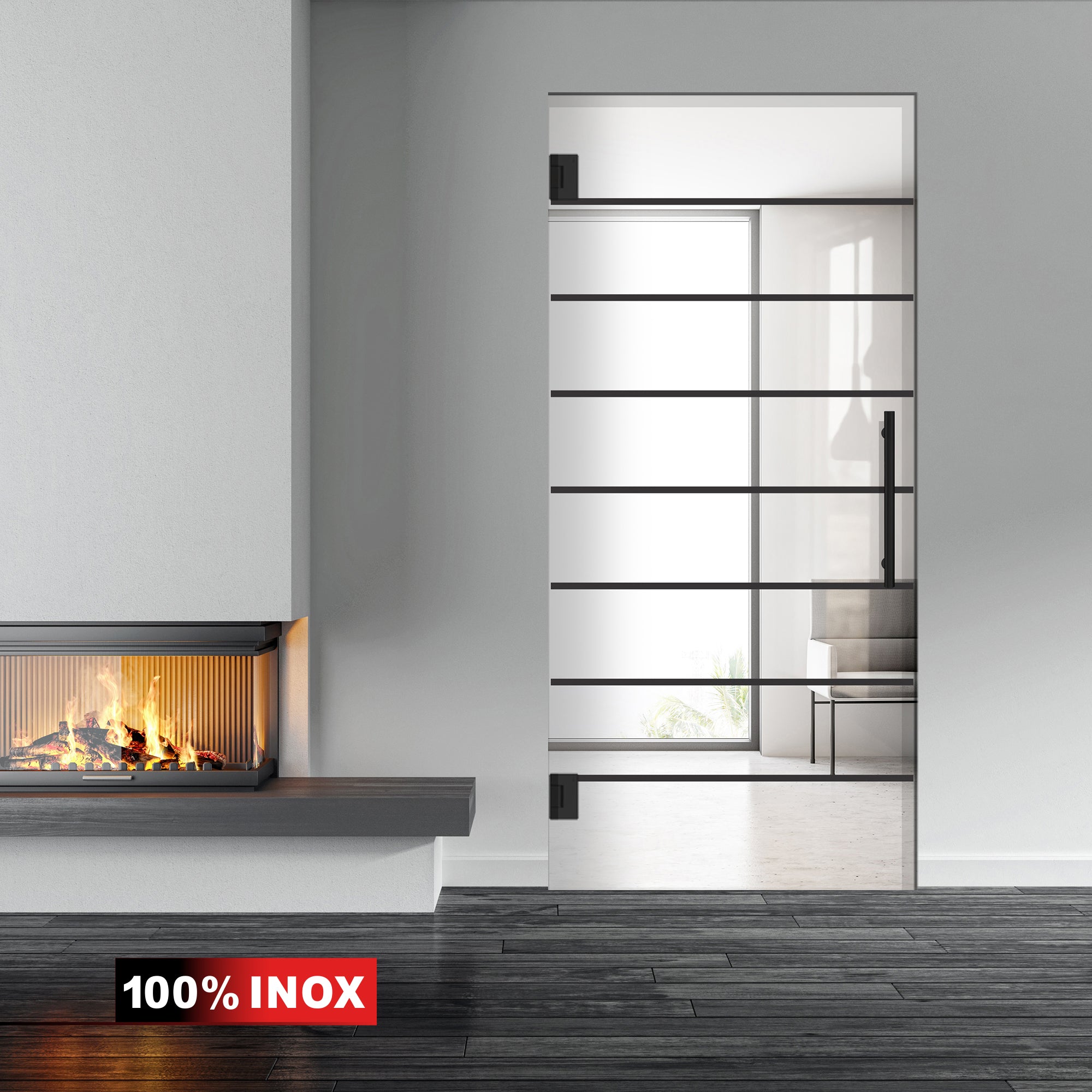 Hinged glass door black, #Clear