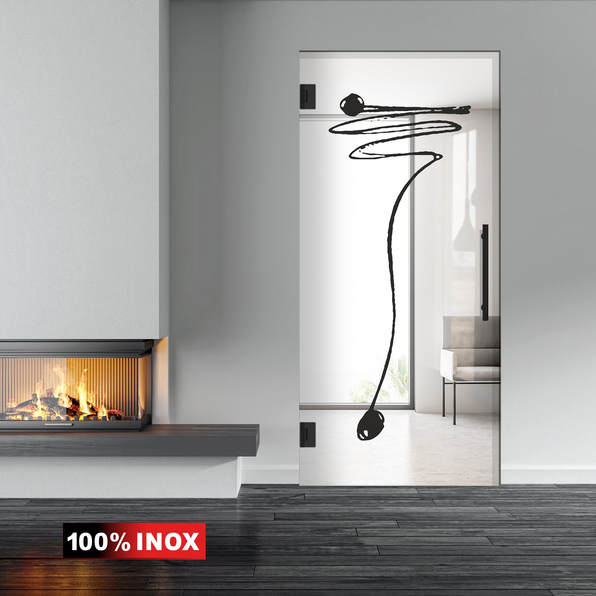 Hinged glass door black, #Clear