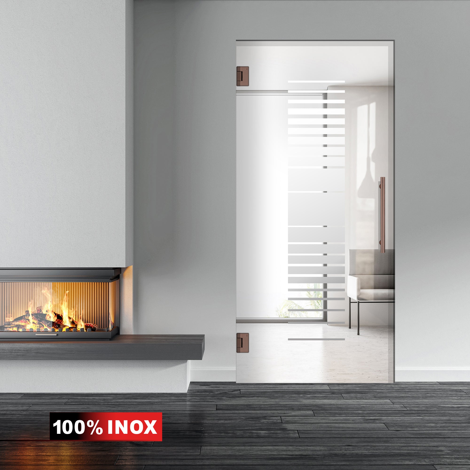 Hinged glass door copper, #Clear