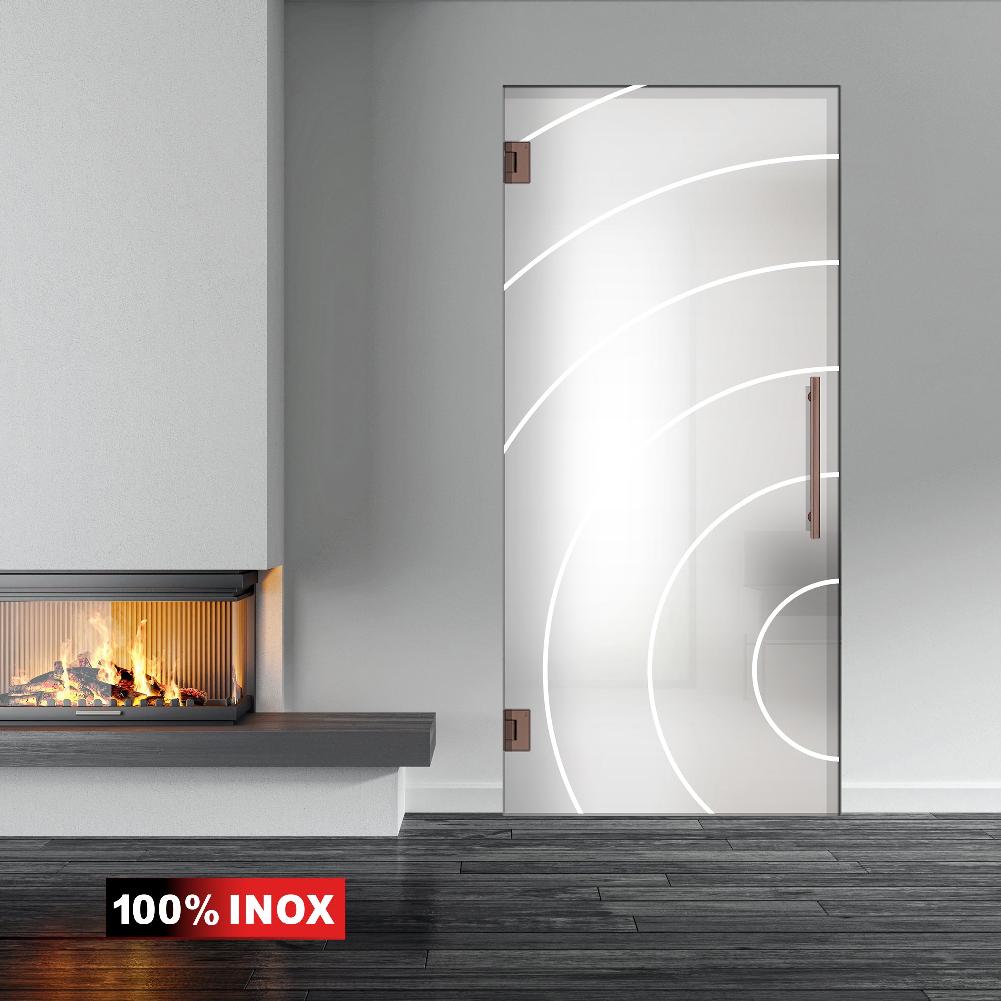 Hinged glass door copper, #Satiné