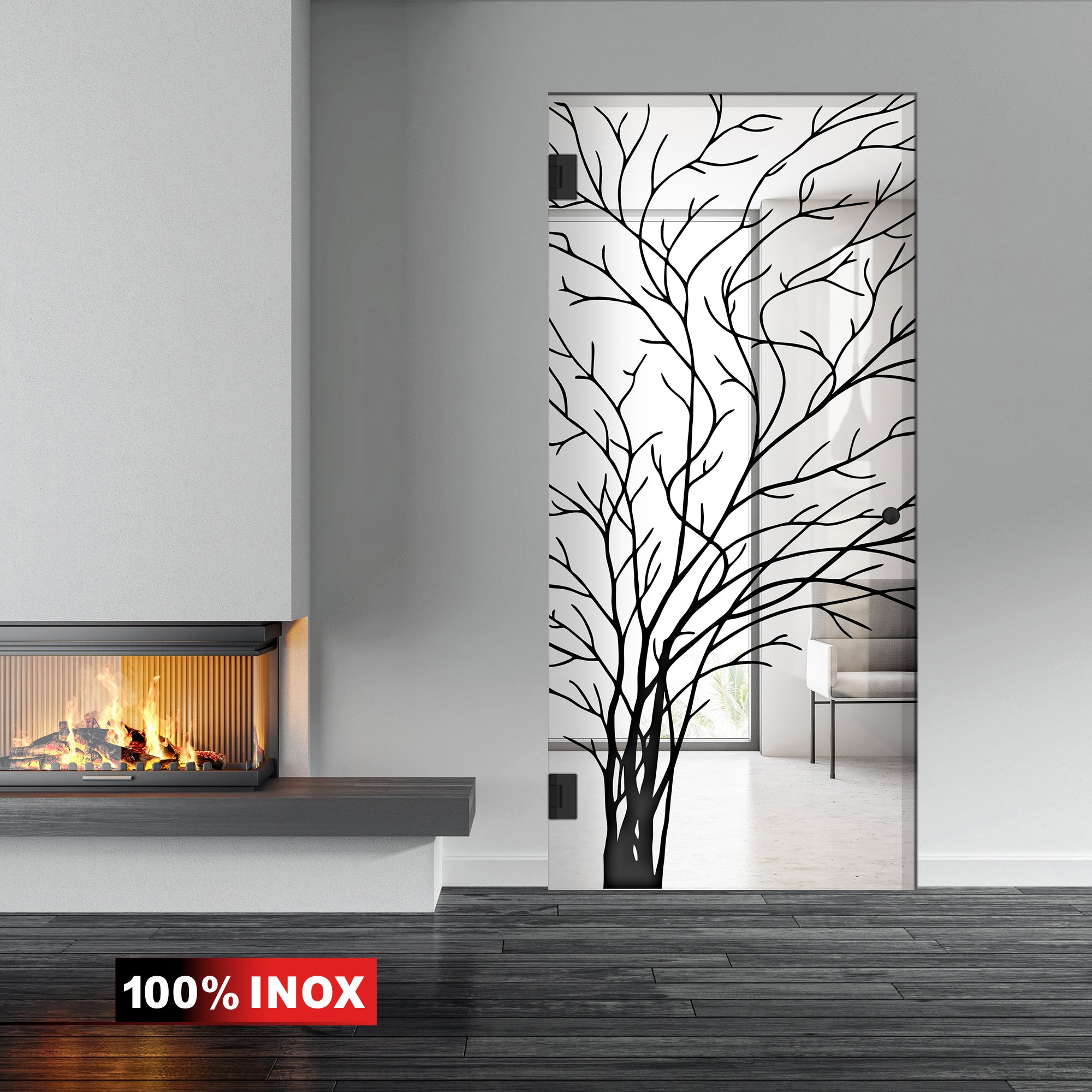 Hinged glass door black, #Clear