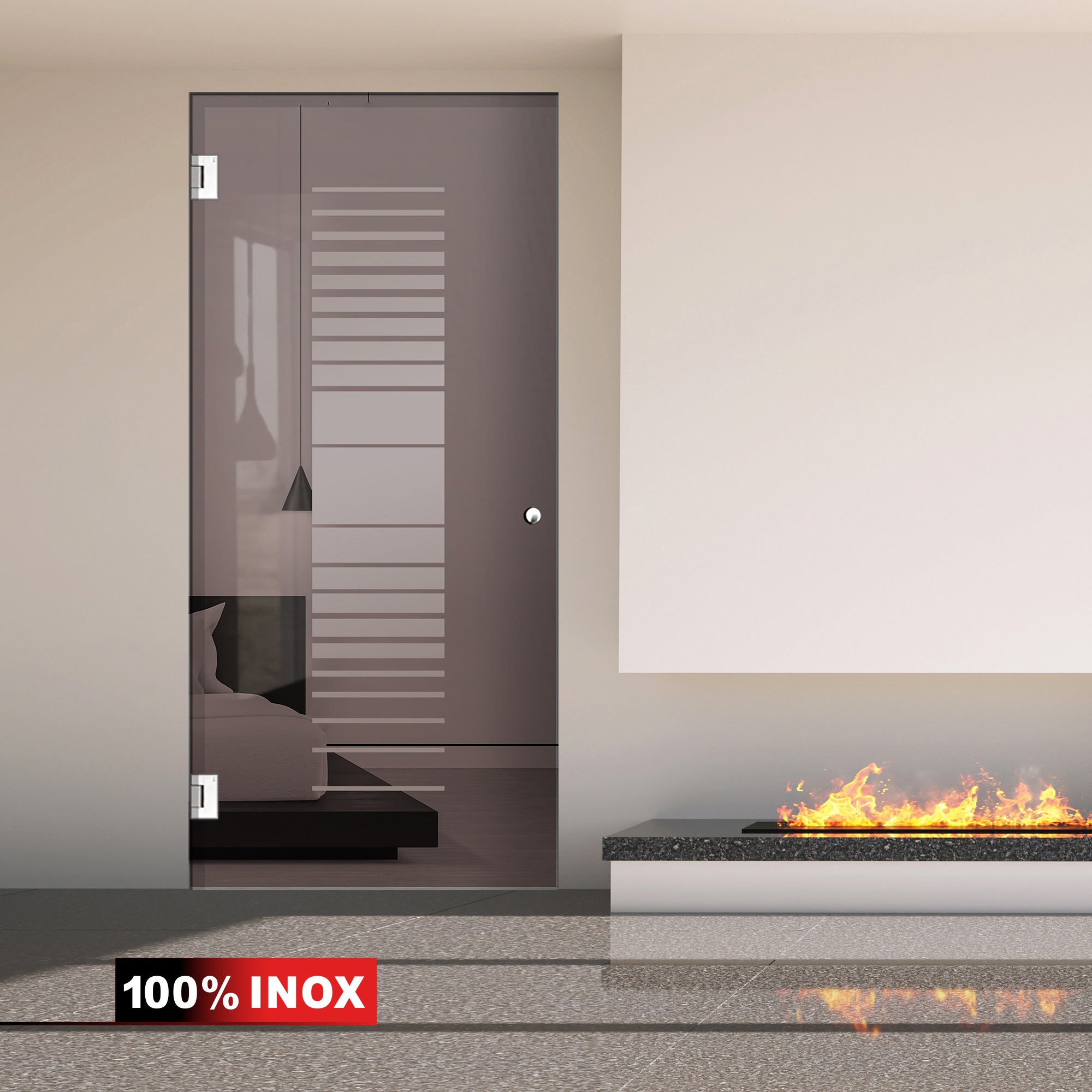 Hinged glass door stainless steel, #Bronze