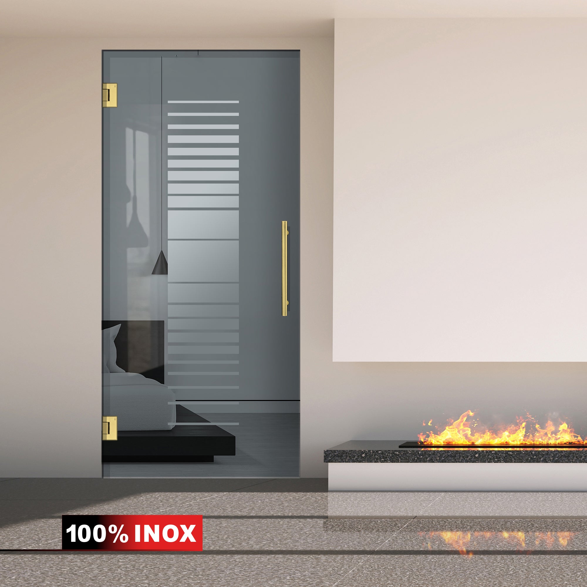 Hinged glass door gold, #Grey