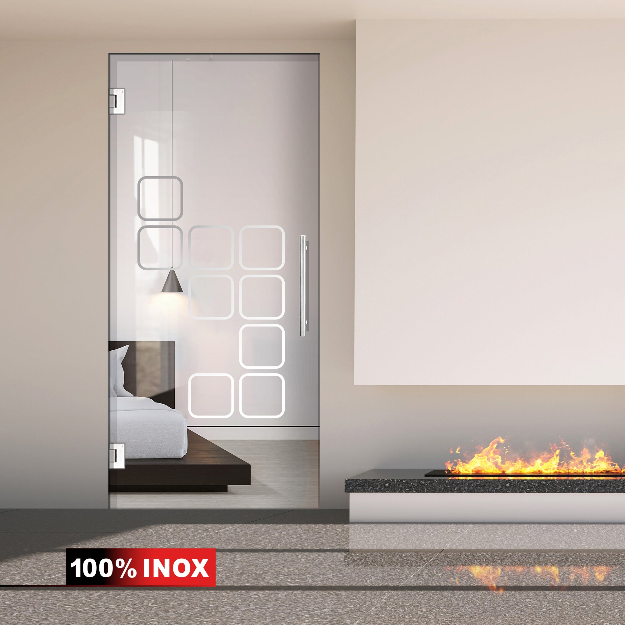 Hinged glass door stainless steel, #Clear