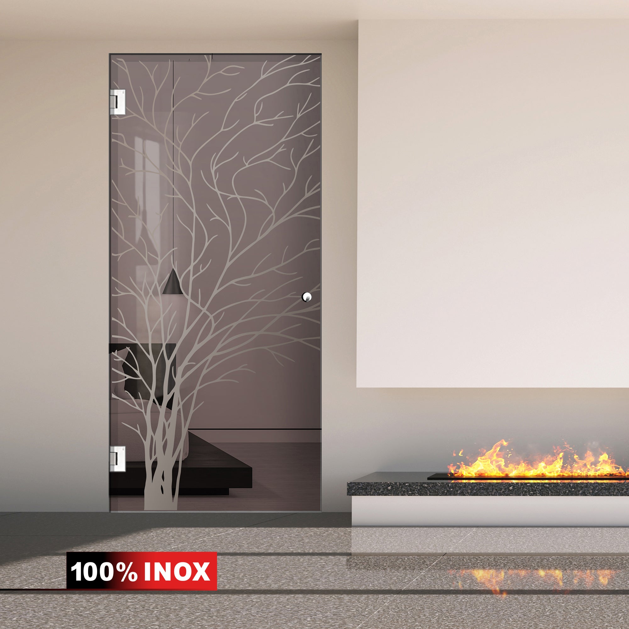 Hinged glass door stainless steel, #Bronze