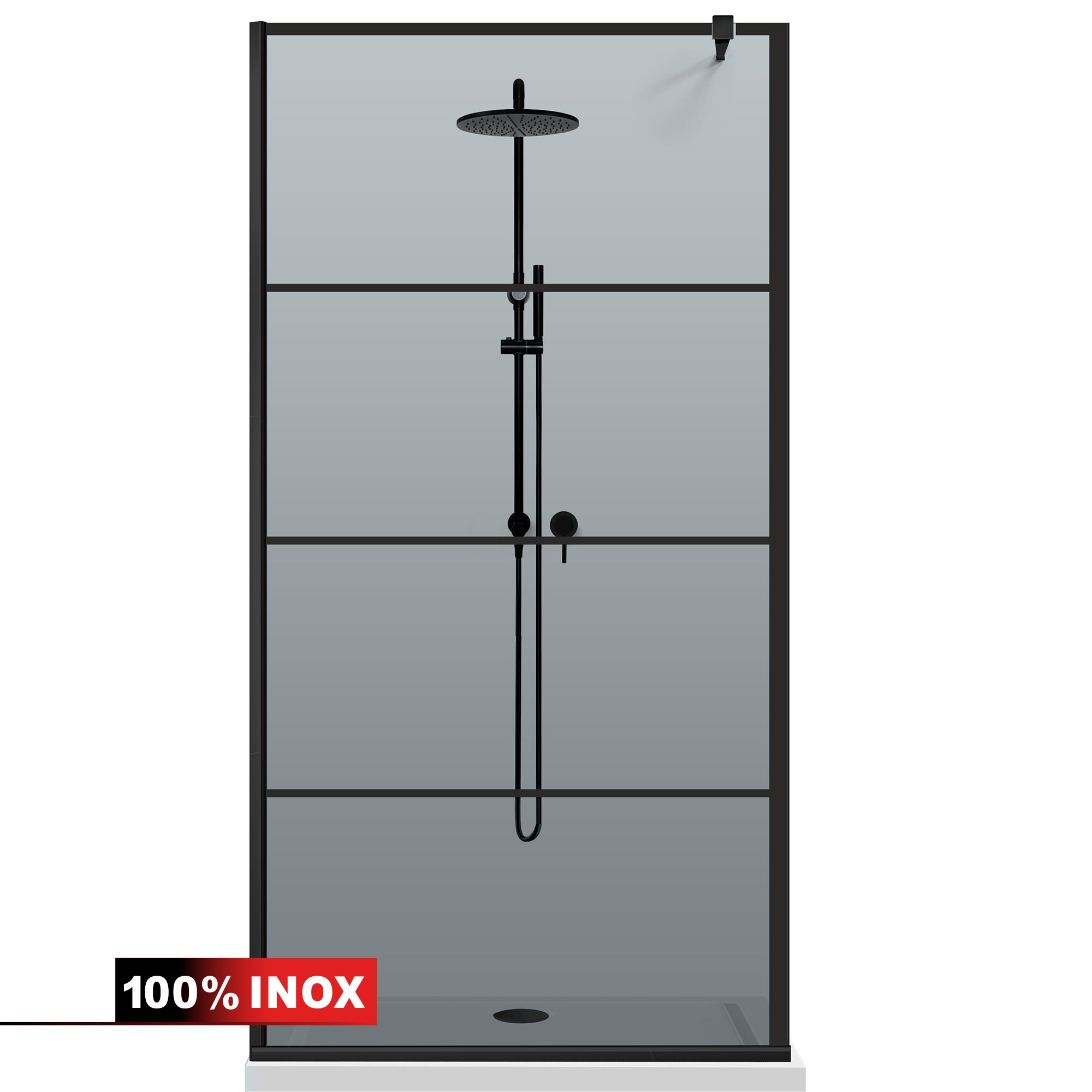 Shower Screens Walk-in, Black shower wall, #Grey #Grey