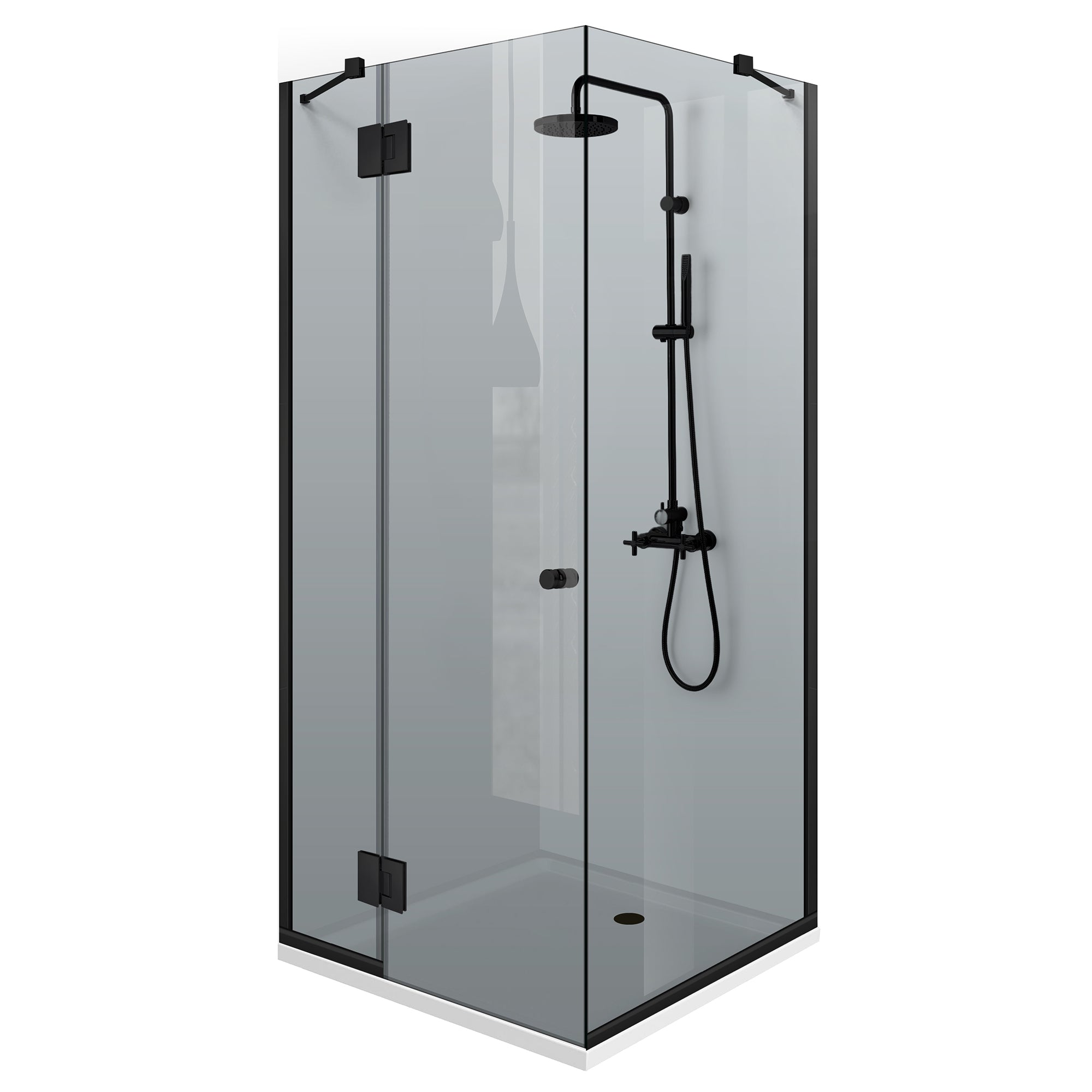 3-panel shower enclosure with hinged door