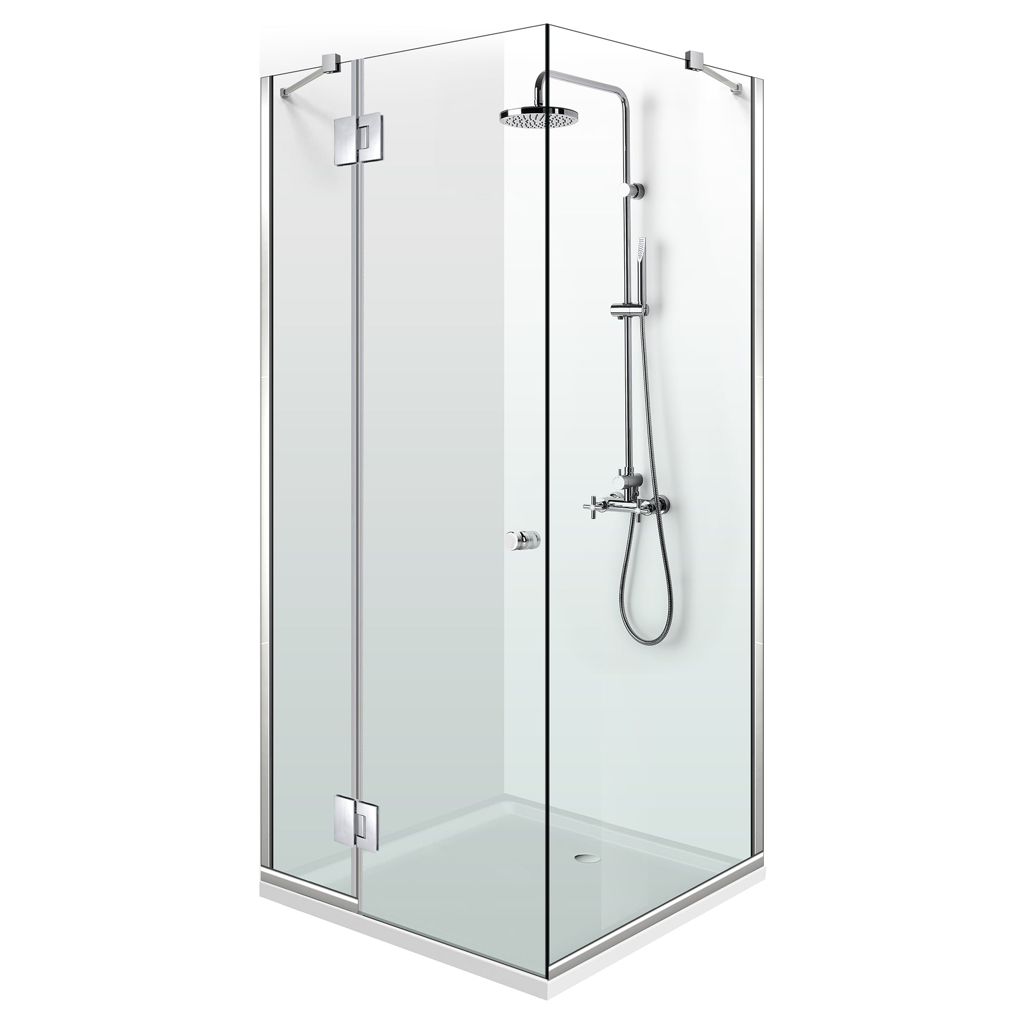 3-panel shower enclosure with hinged door