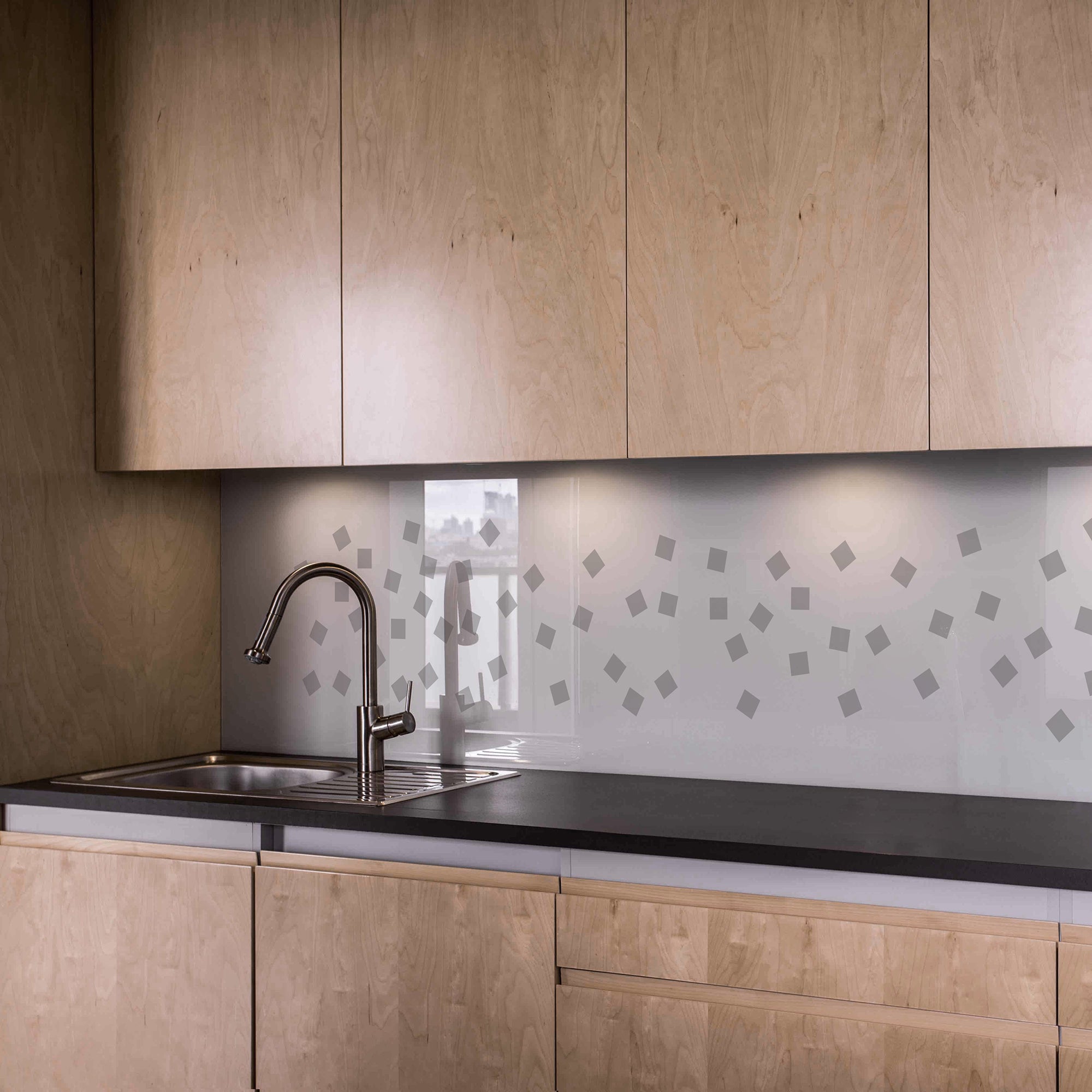 Painted glass kitchen cladding #160c