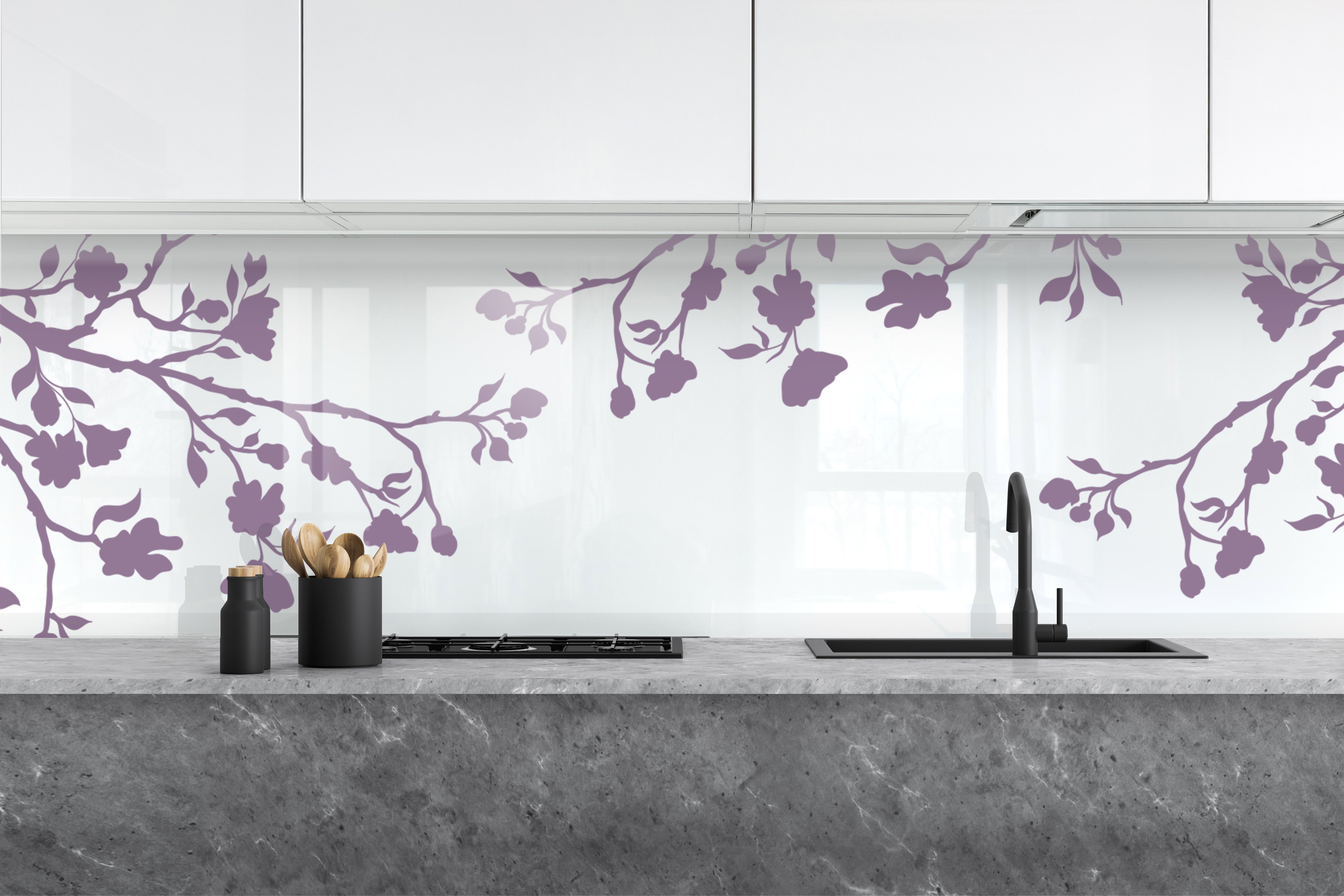 Painted kitchen glass cladding #476