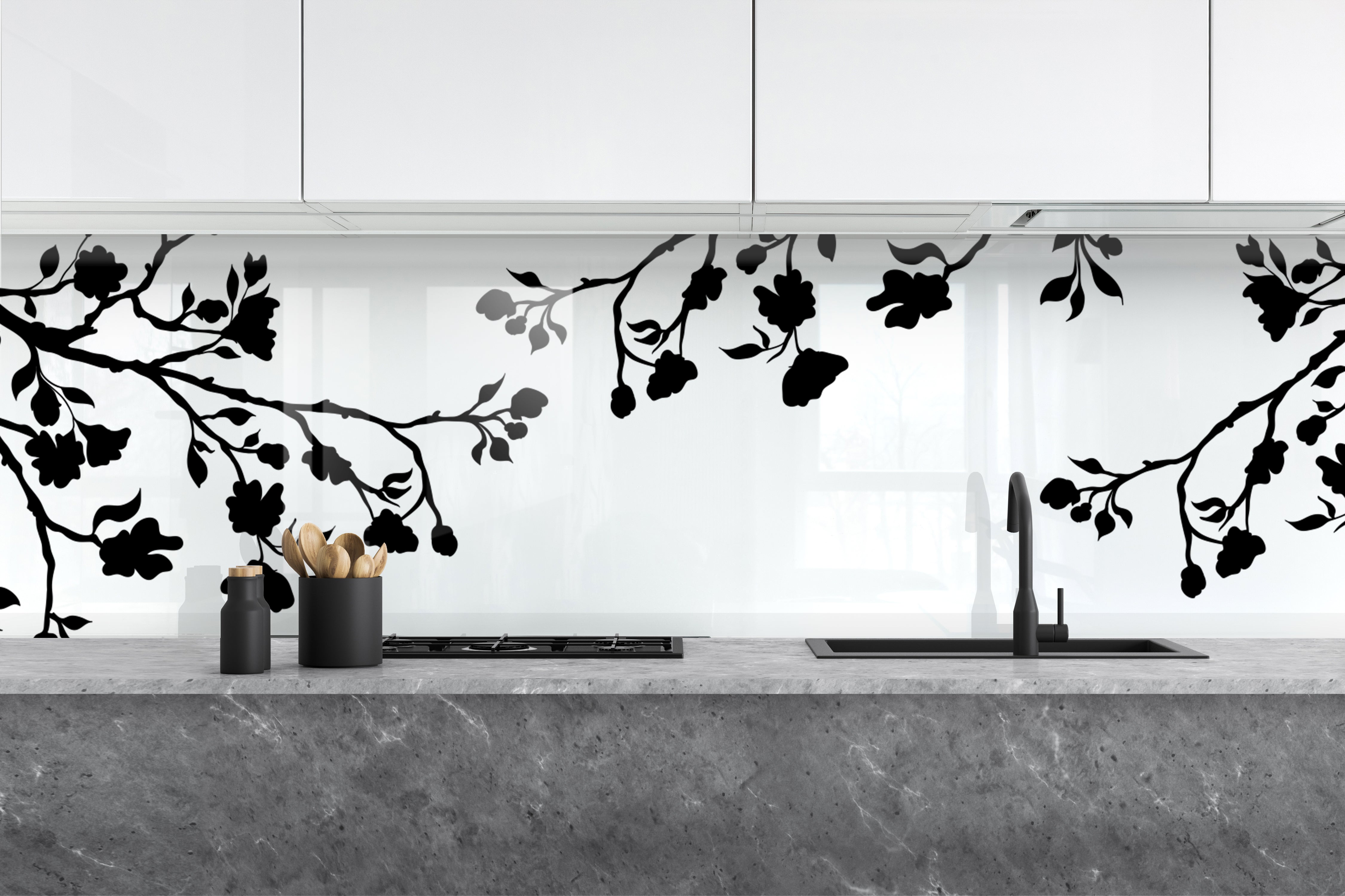 Painted kitchen glass cladding #479