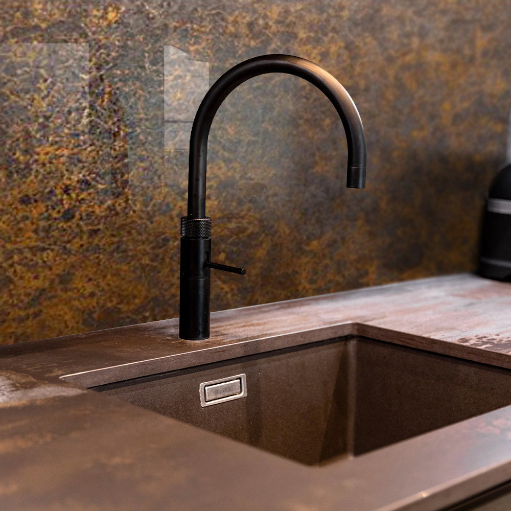 Printed glass kitchen splashback