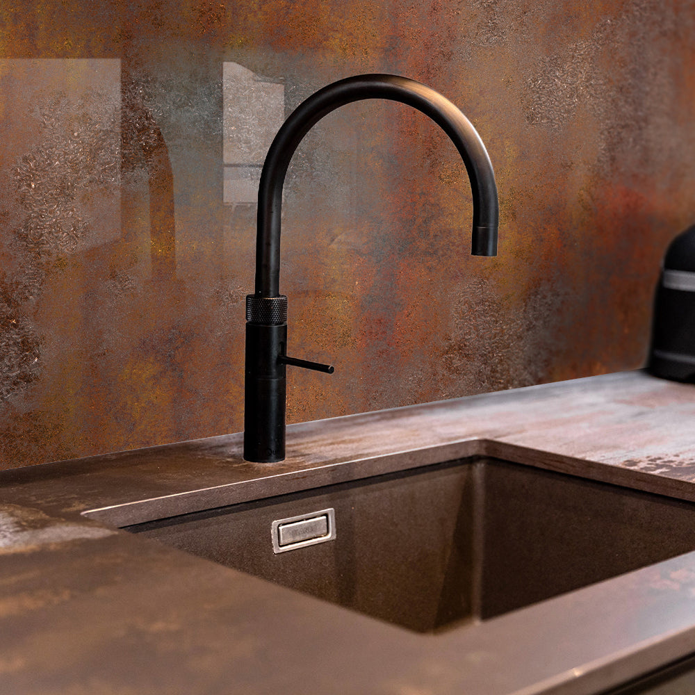Printed glass kitchen splashback