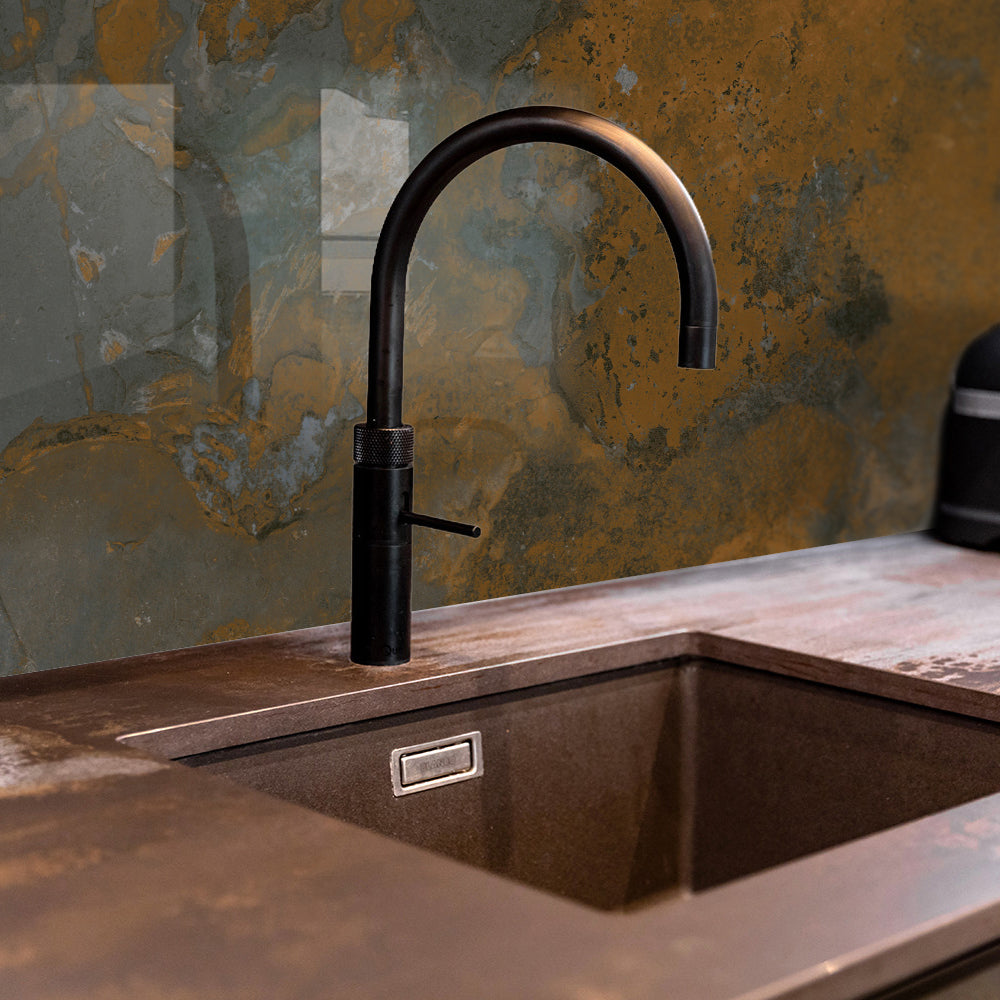 Printed glass kitchen splashback