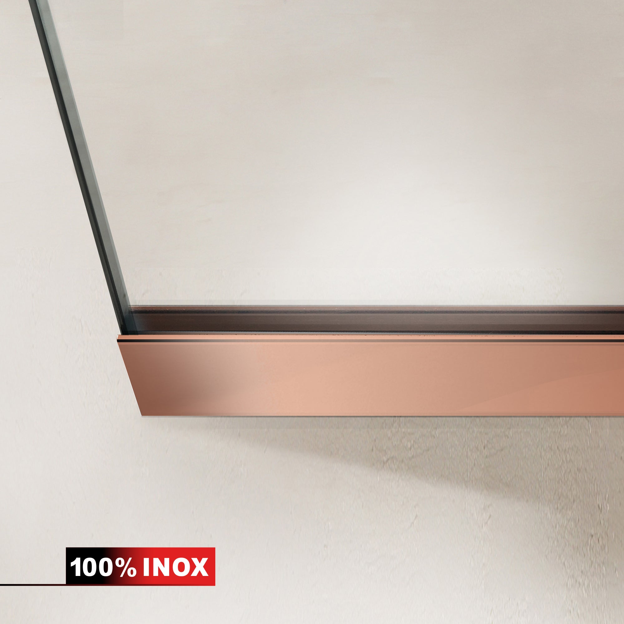 Aqua Elegance® Copper walk-in shower screen, full copper stainless steel hardware, clear tempered glass
