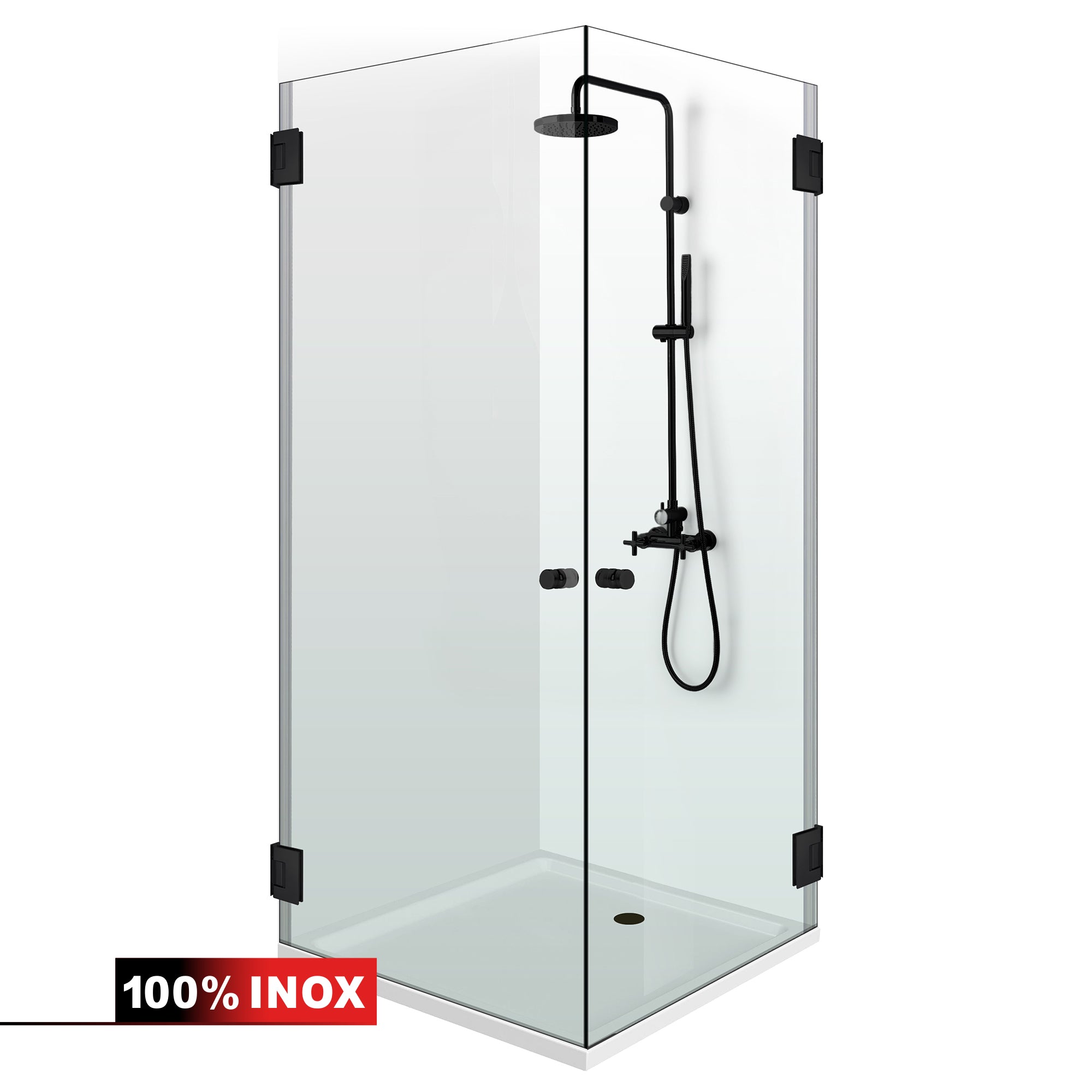 Shower enclosure with hinged door #Clear