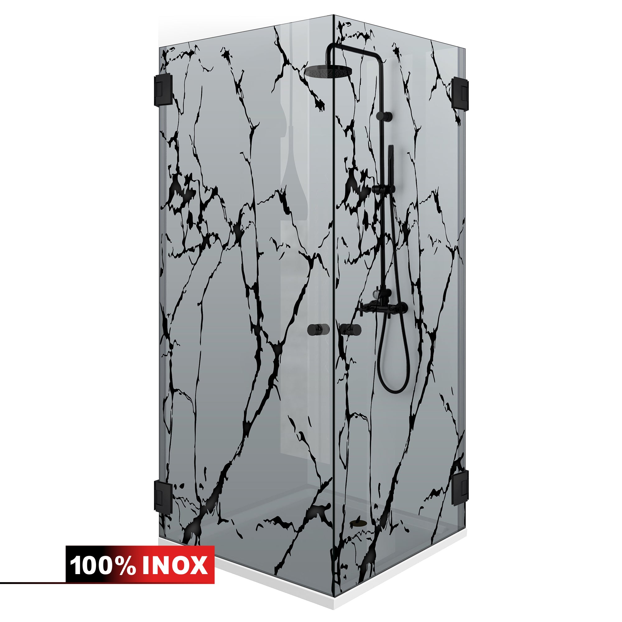 Shower enclosure with hinged door #Grey
