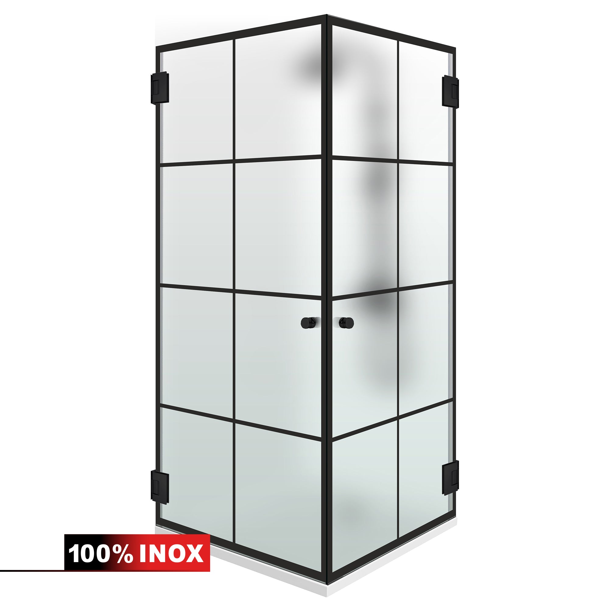 Shower enclosure with hinged door #Satiné