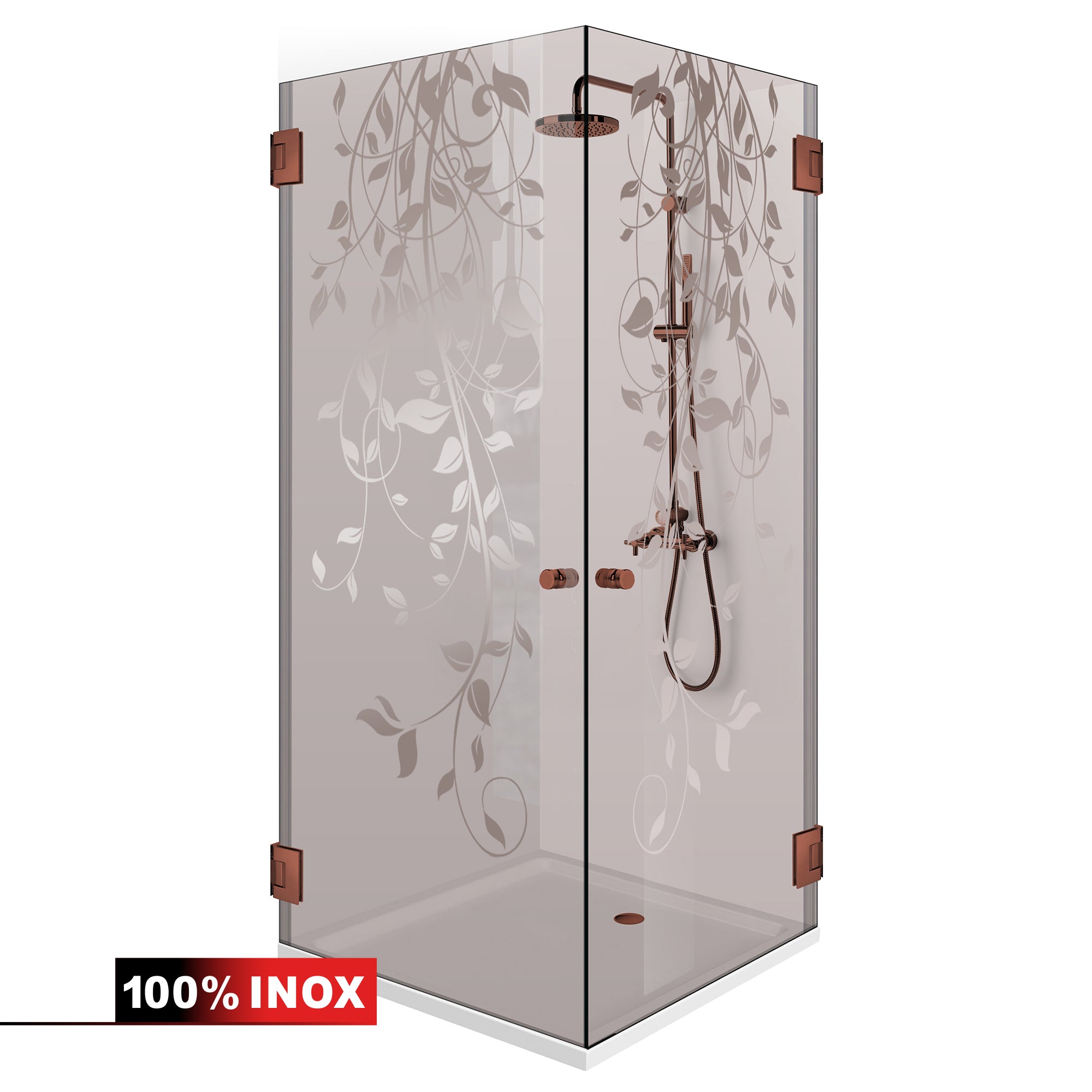 Shower enclosure with hinged door #Bronze