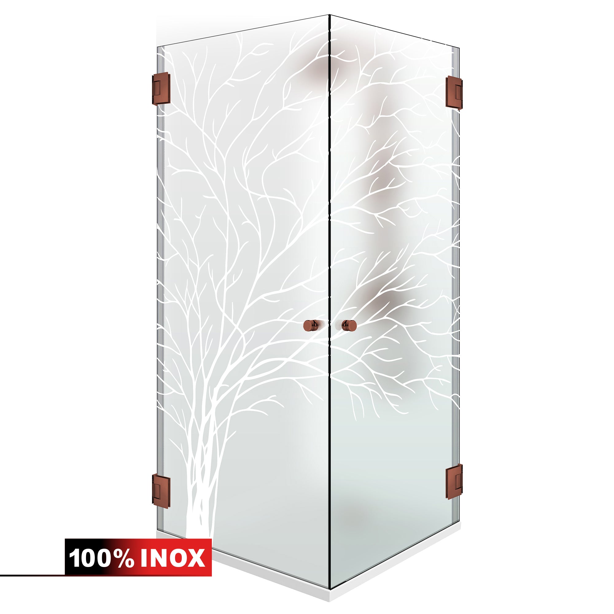 Shower enclosure with hinged door #Satiné