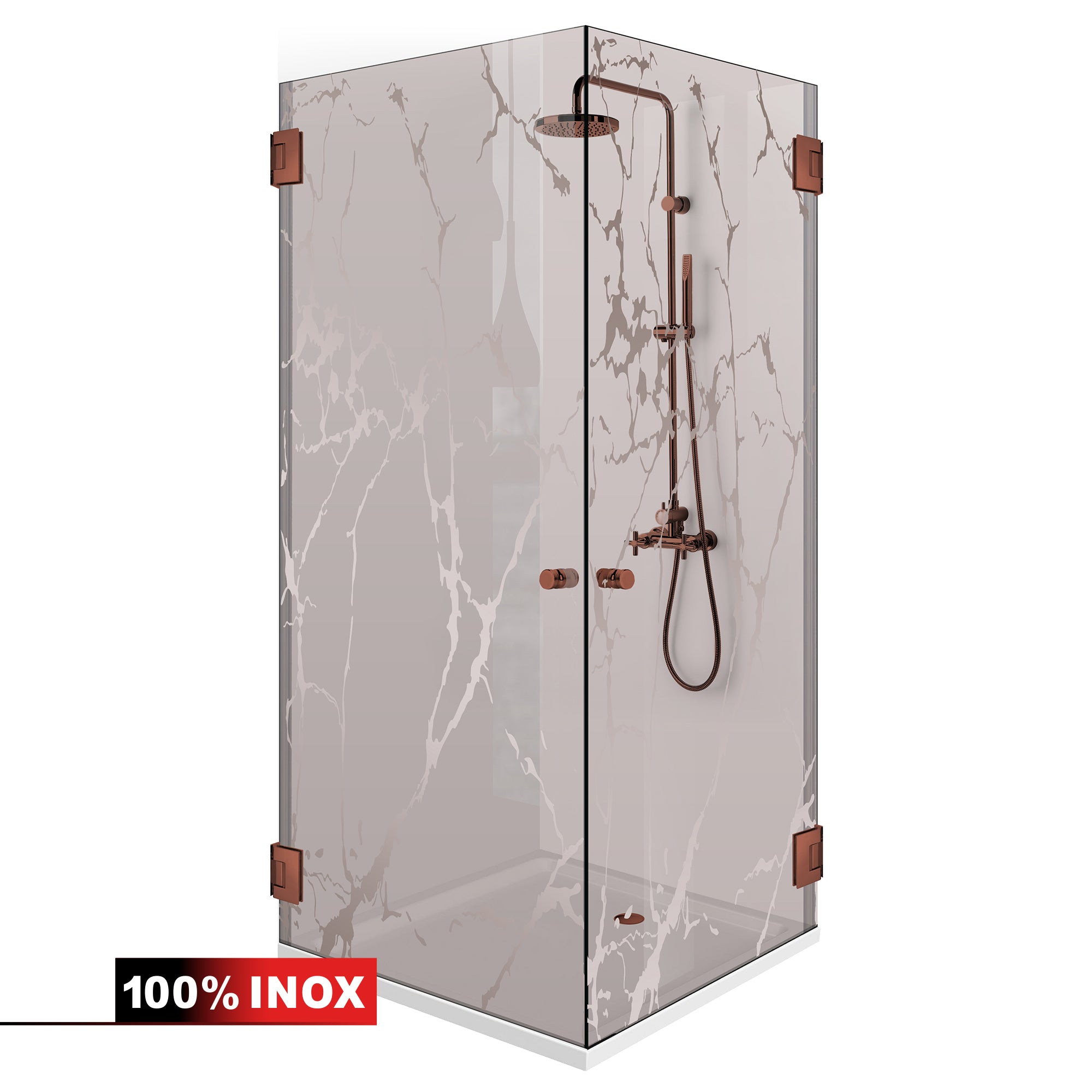 Shower enclosure with hinged door #Satiné
