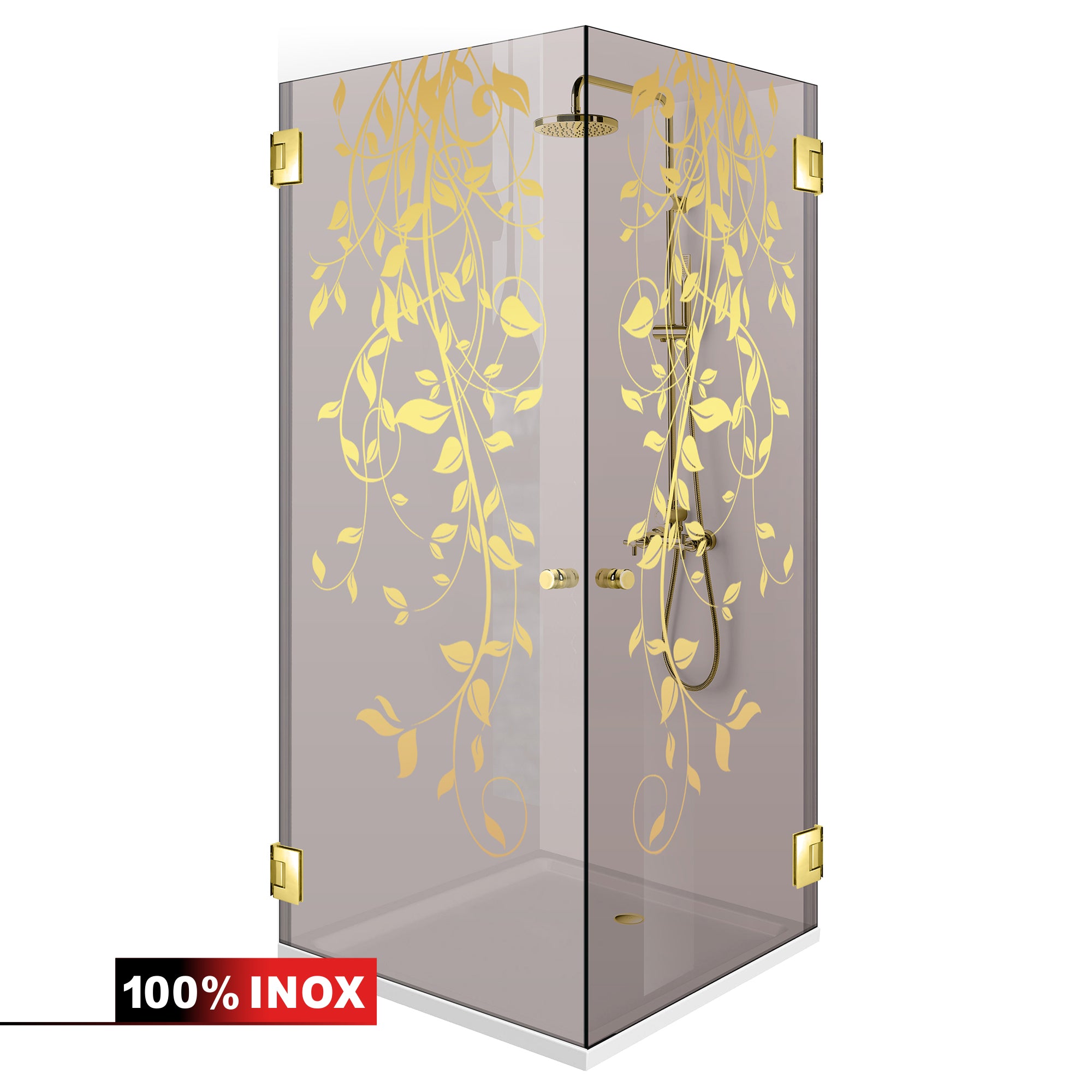 Shower enclosure with hinged door #Bronze