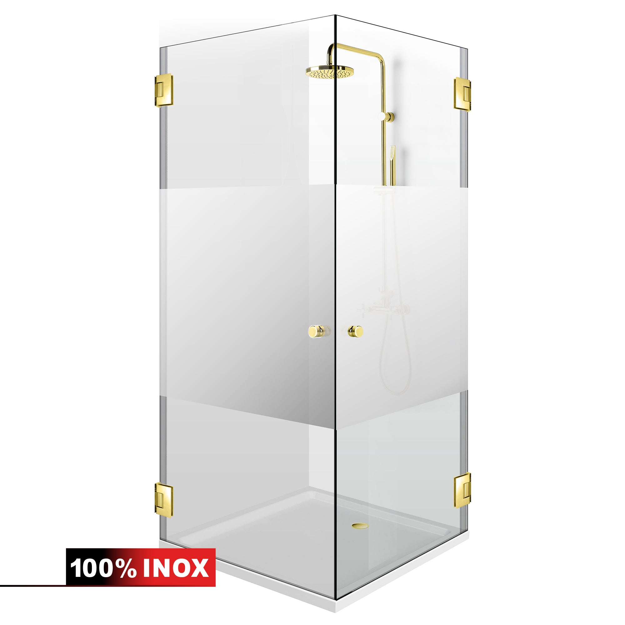 Shower enclosure with hinged door #Clear