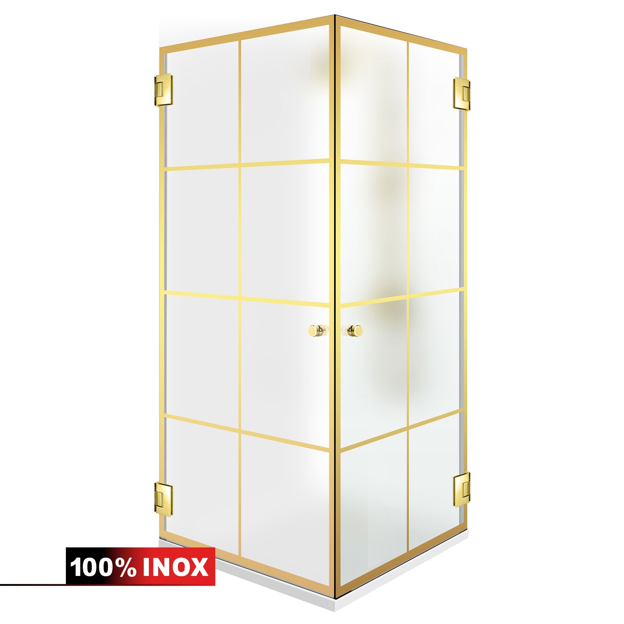 Shower enclosure with hinged door #Satiné