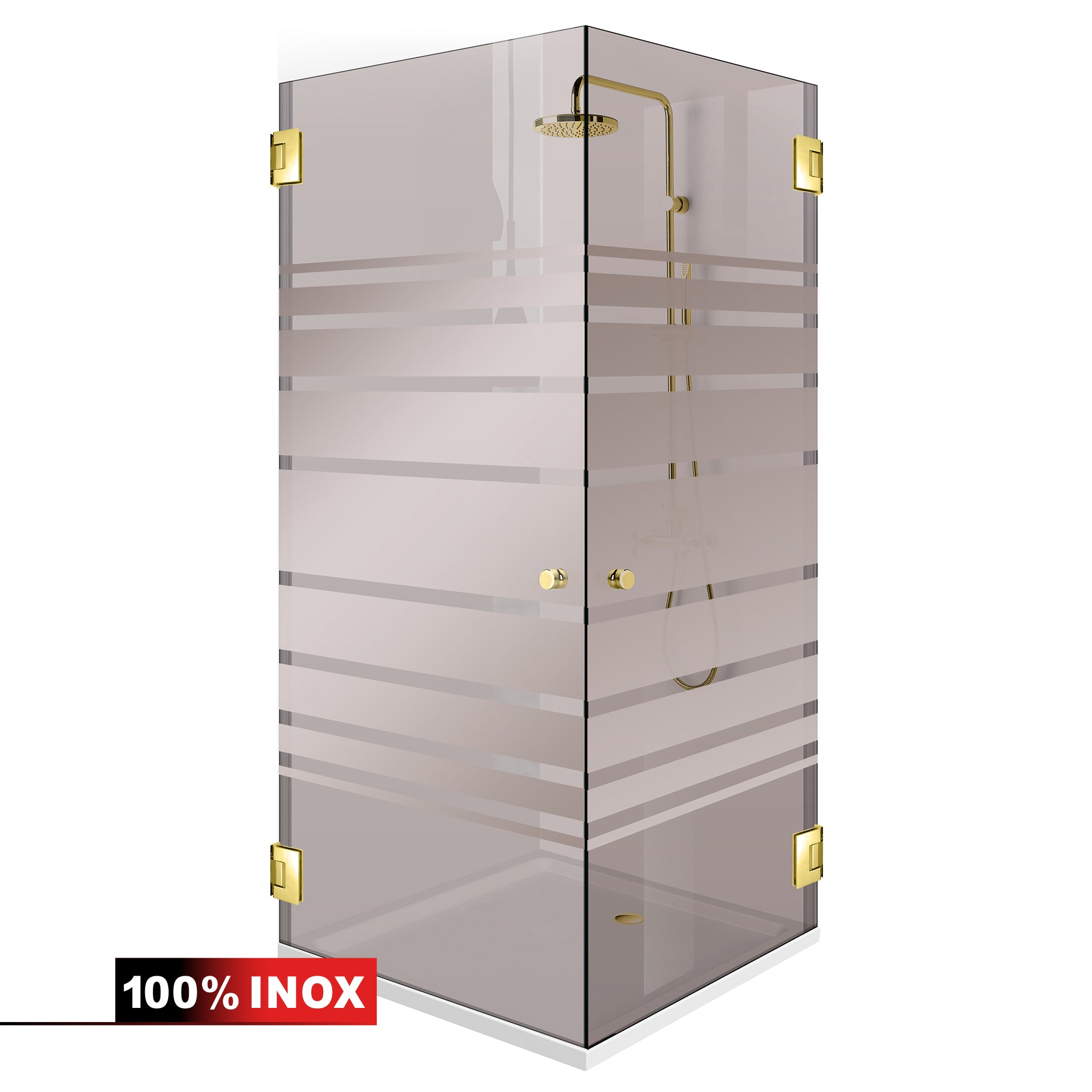 Shower enclosure with hinged door #Bronze