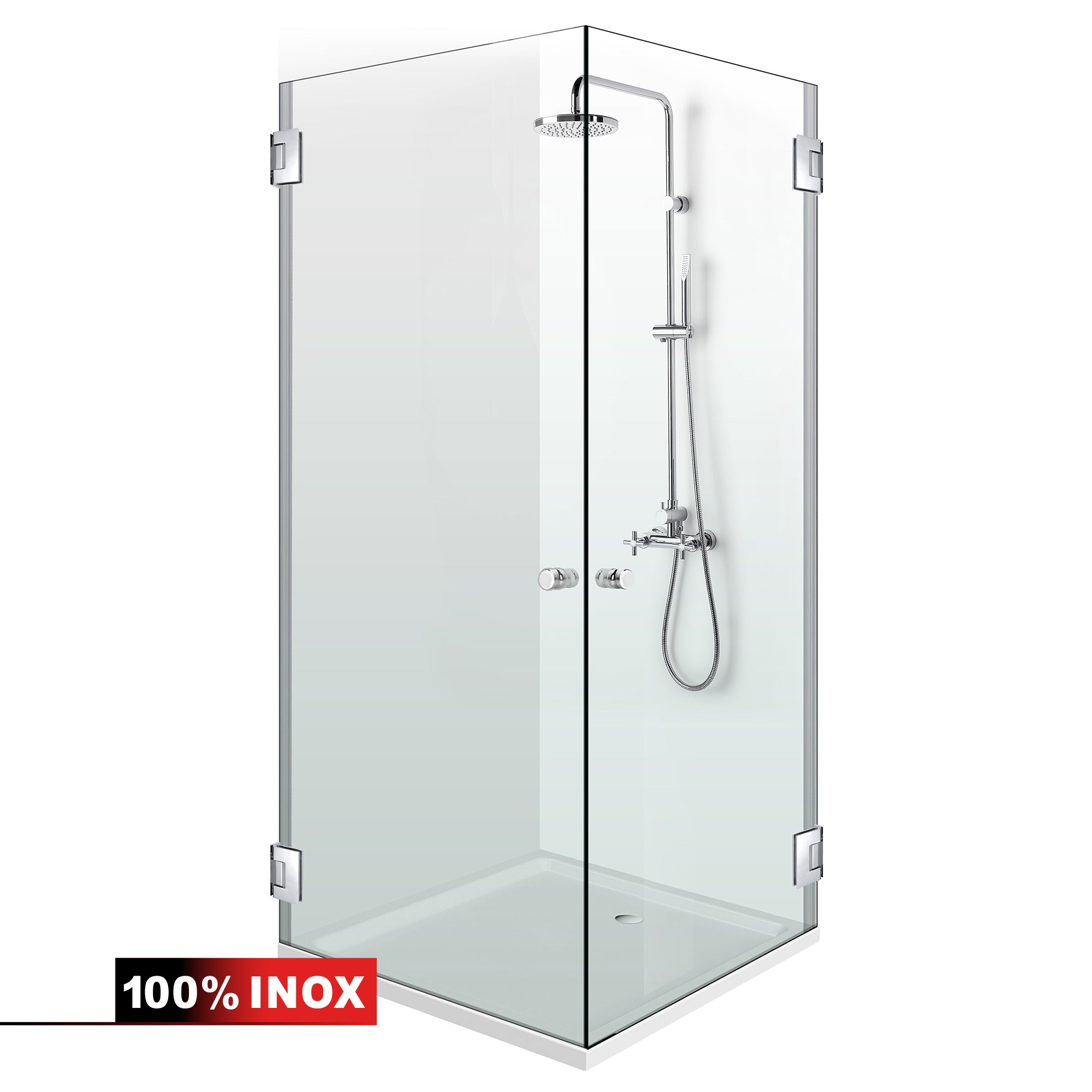 Shower enclosure with hinged door #Clear