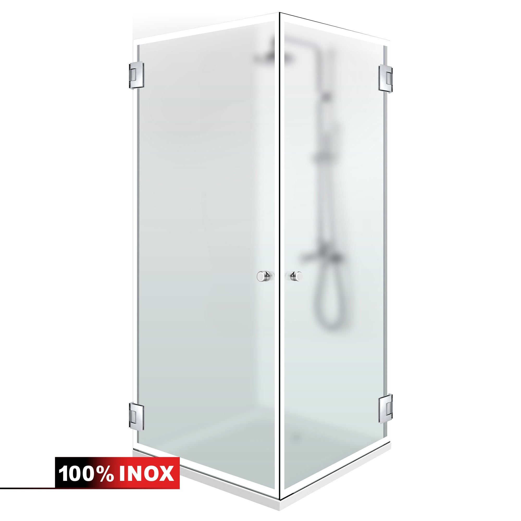 Shower enclosure with hinged door #Satiné