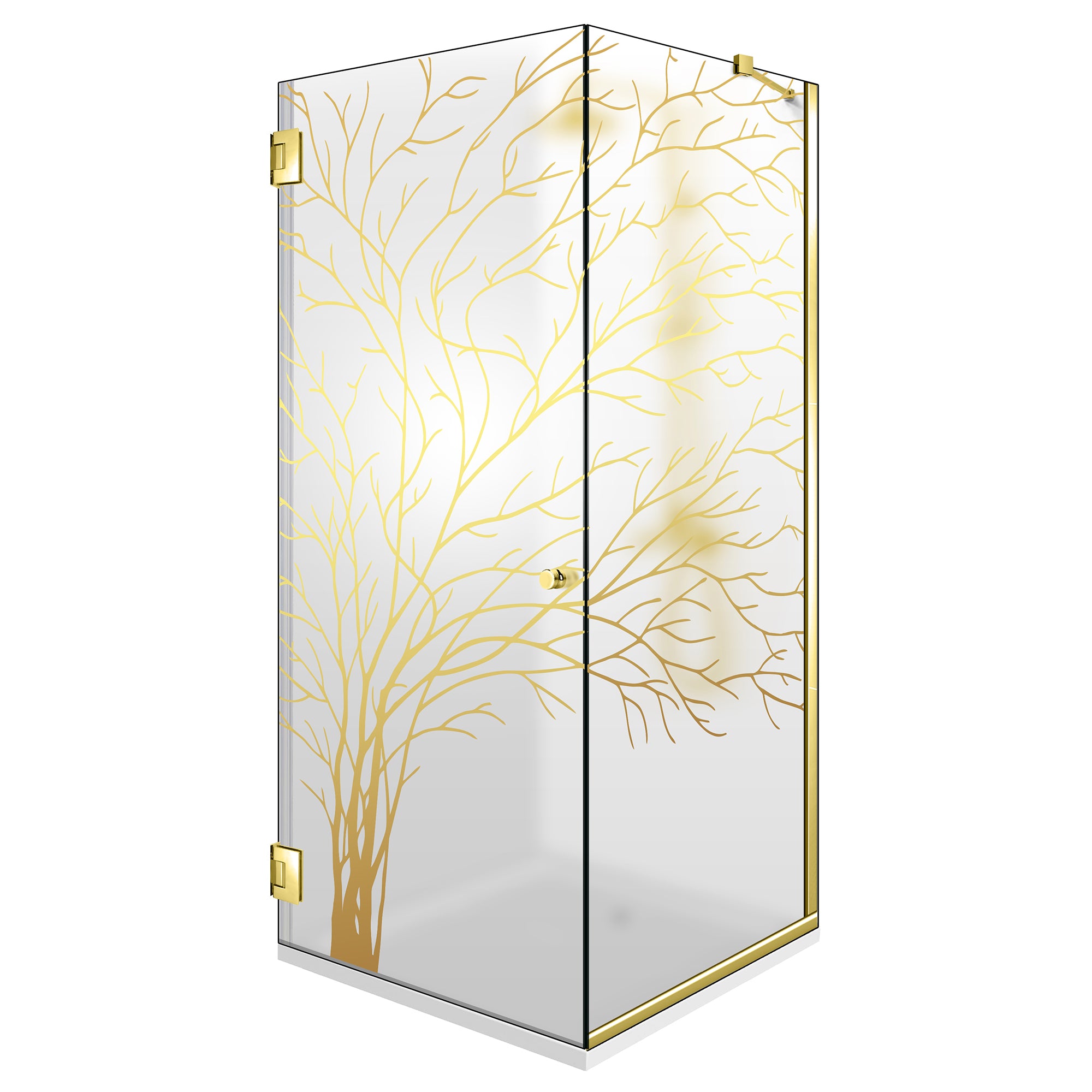 Shower enclosure with hinged door #Satiné