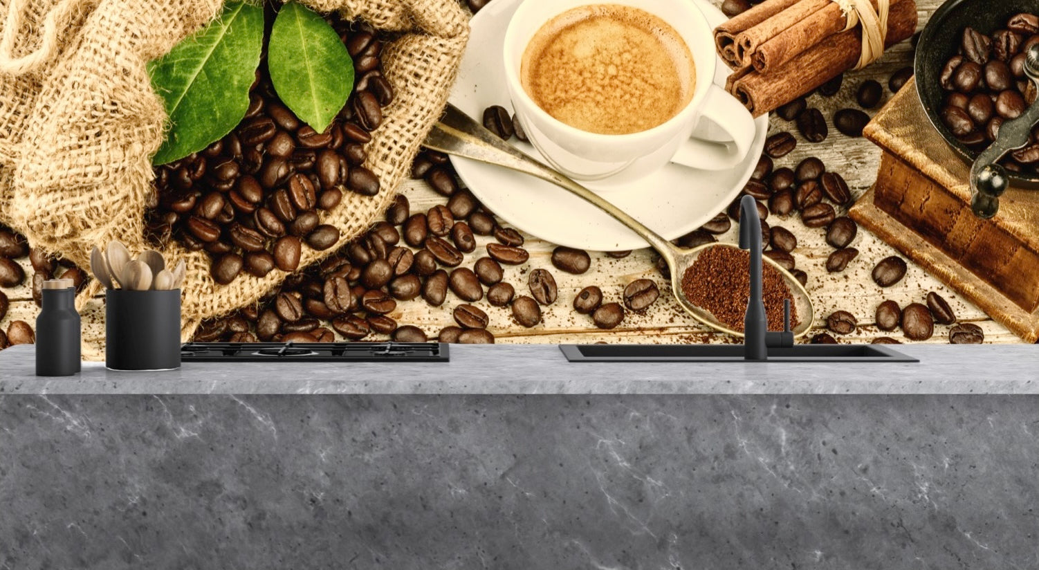 Printed glass kitchen splashback #1001