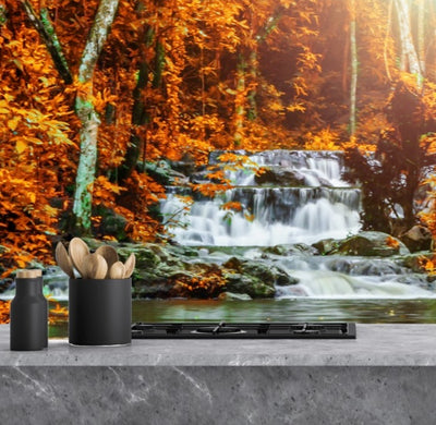 Printed glass kitchen splashback